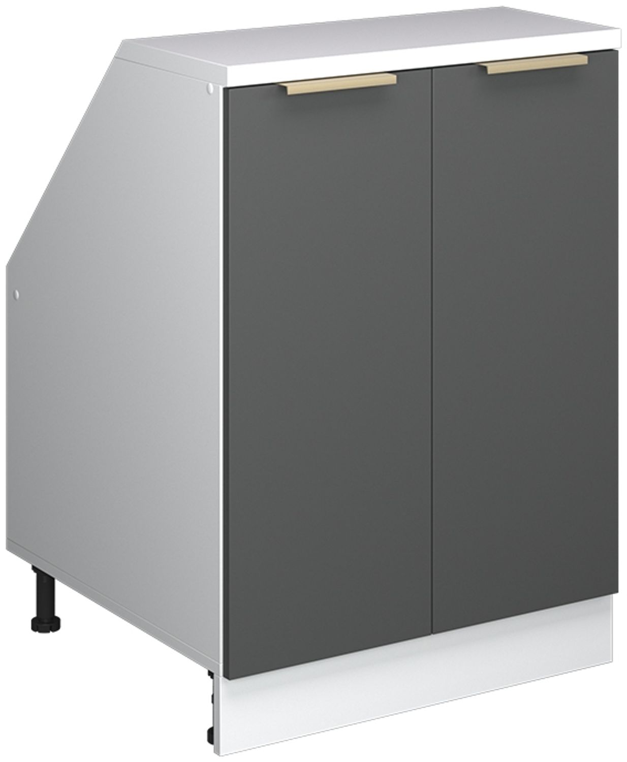 Küchenschrank für Dachschrägen R-Line Anthrazit-Gold 60 cm mit 2 Türen, Schrankkorpus 60 cm Tiefe Vicco Bild 1