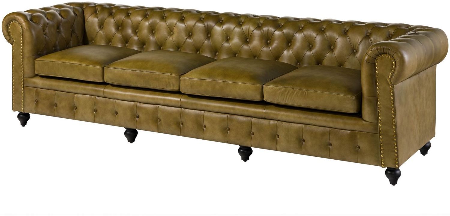 Sofa 4-Sitzer Echtleder 274x82x75 grün CHESTERFIELD #304 Bild 1