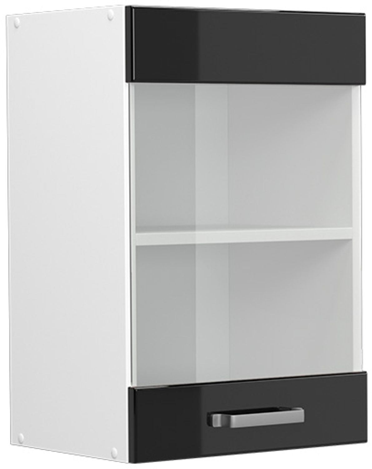 Hängeschrank R-Line Schwarz Hochglanz 40 cm mit Glastür Vicco Bild 1