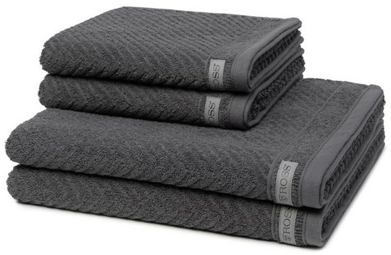 Ross Smart 4 tlg. Frottier-Set - 2 X Handtuch (50 X 100cm), 2 X Duschtuch (70 X 140cm) - 520 g/m2 - Schiefer Bild 1