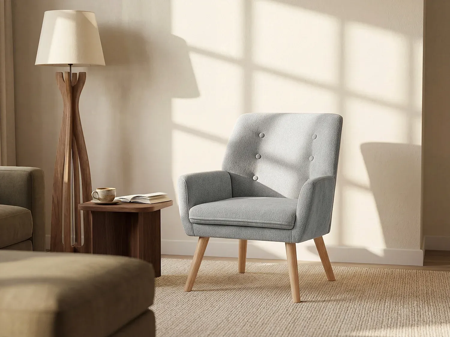 Vente-unique - SERINO Sessel Stoff Grau - B 68 cm x H 79 cm x L 65 cm Bild 1