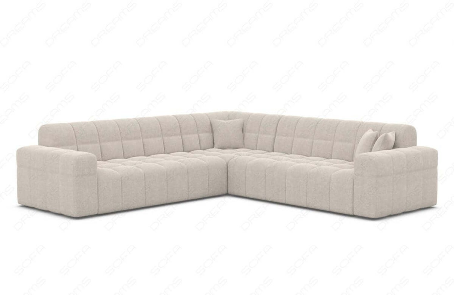 Couch Ibiza L Form in Samtstoff - Strukturstoff - beige Bild 1