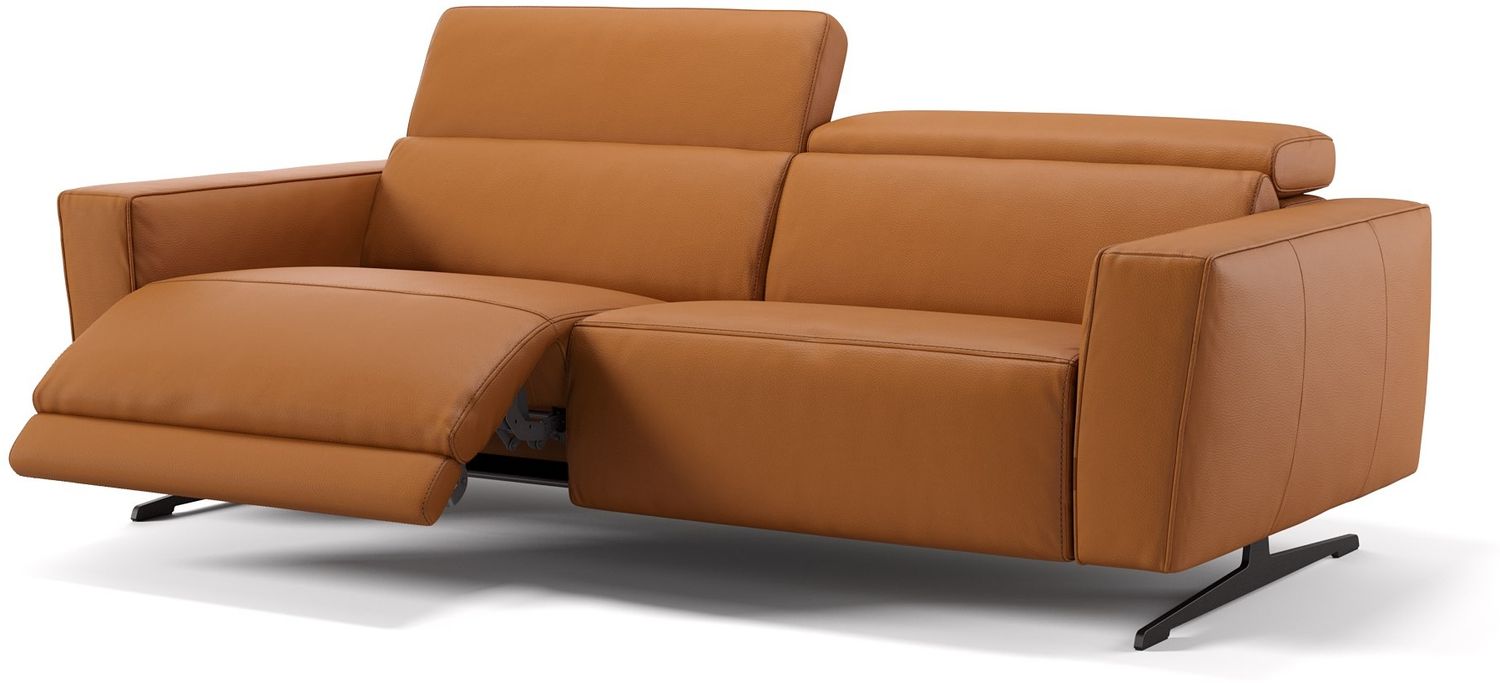 Sofanella Ledercouch ALESSO Dreisitzer Sofa Echtleder in Cognac M: 210 Breite x 108 Tiefe Bild 1