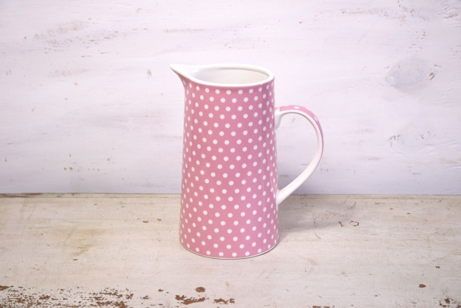 Krug Wasserkrug Steinzeug rosa 1 Liter Landhausstil Bild 1