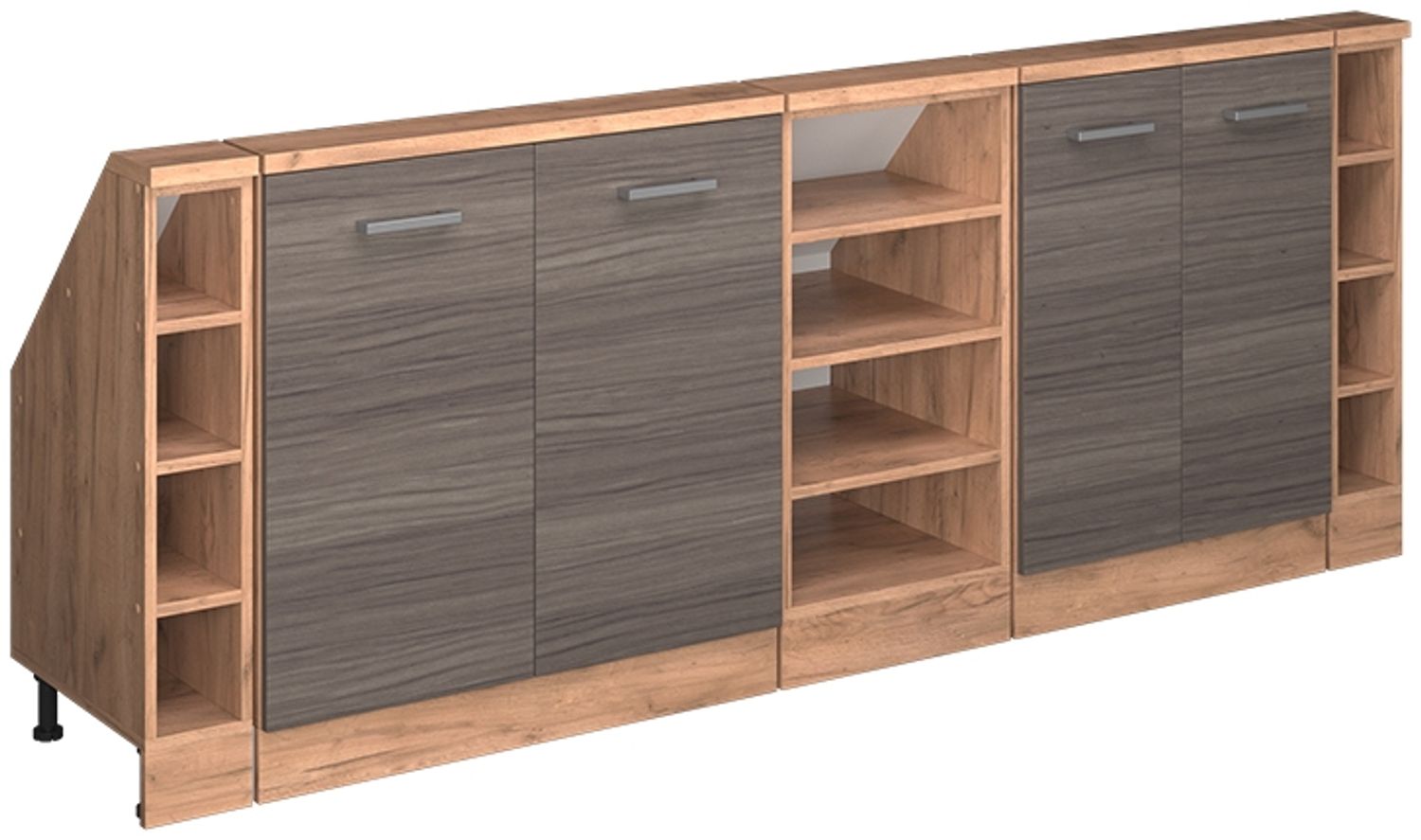 Küchenschrank für Dachschrägen R-Line Edelgrau 210 cm 5er Set Vicco Bild 1