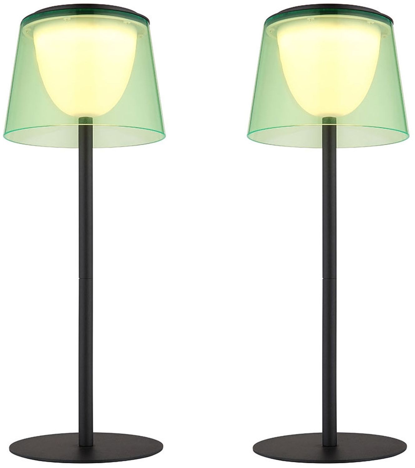 2er Set LED Tischleuchte, Innen Außen, Akku, Touchdimmer, H 34 cm Bild 1