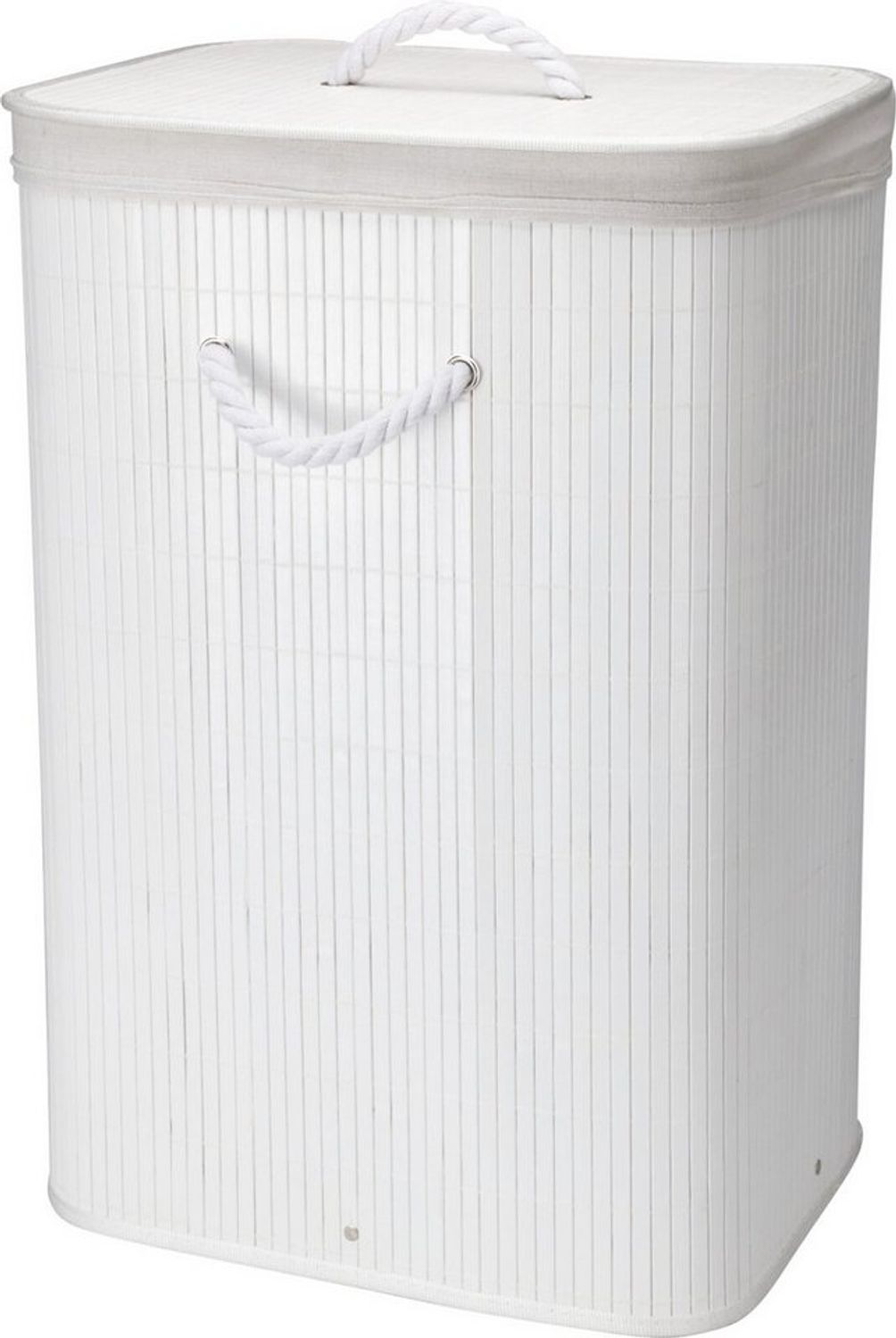 Koopman Wäschekorb Wäschebehälter Faltkorb Weiß Bambus 40x30x60 cm (Stück, 1 St, Packung), Weiß, Faltbar, 60x40x30cm, mit Deckel, Dekorativ Bild 1