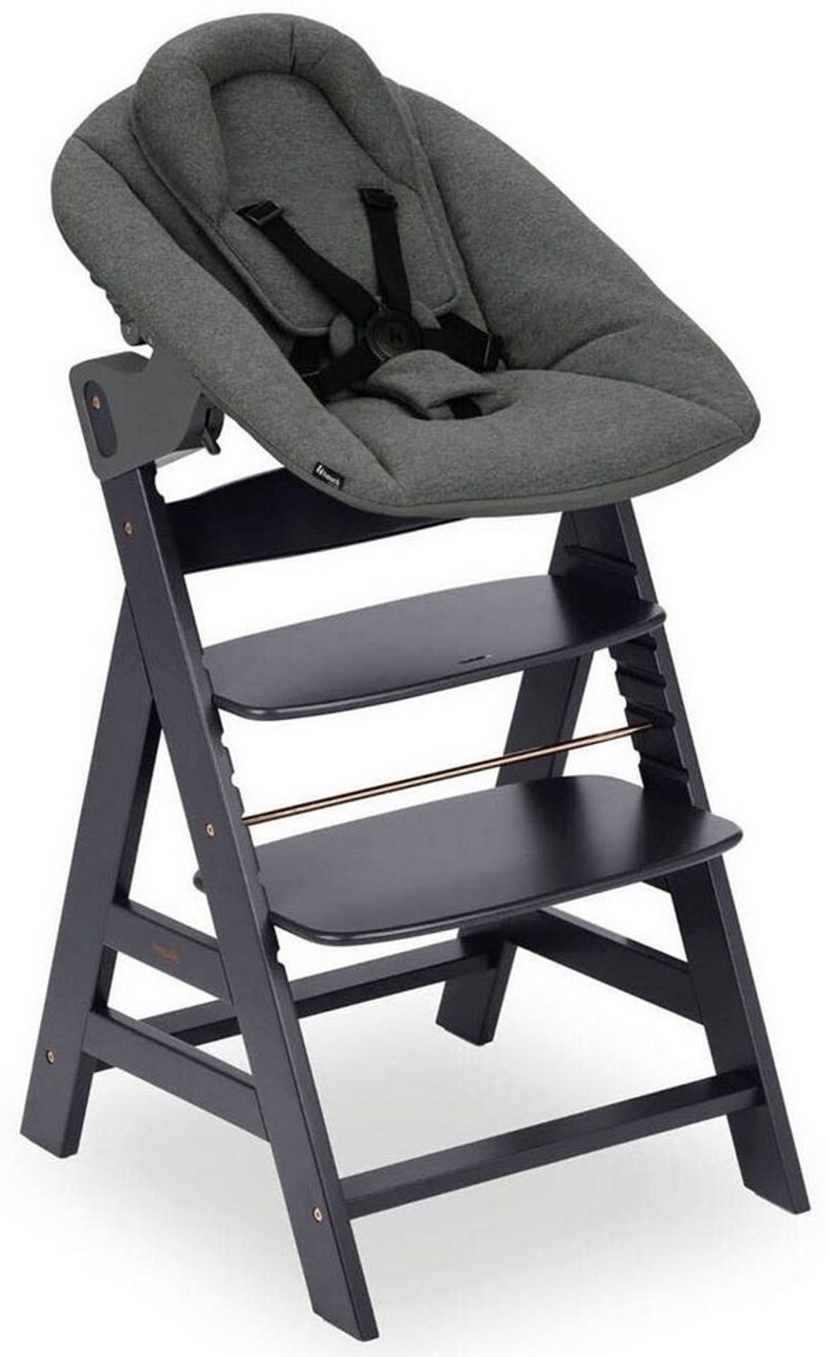 Hauck Alpha Newborn Set Plus Dark Grey Hochstuhl & Babywippe Bild 1