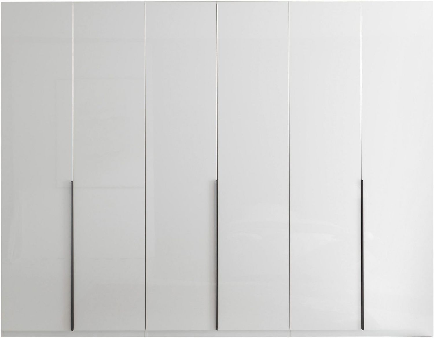 Kleiderschrank Luxus mit Mega Ausstattung Breite 3 Meter, Weiß Hochglanz mit 6 Türen – Drehtürenschrank, stilvoller Stauraum mit Hoteleinteilung und Schubkästen Bild 1