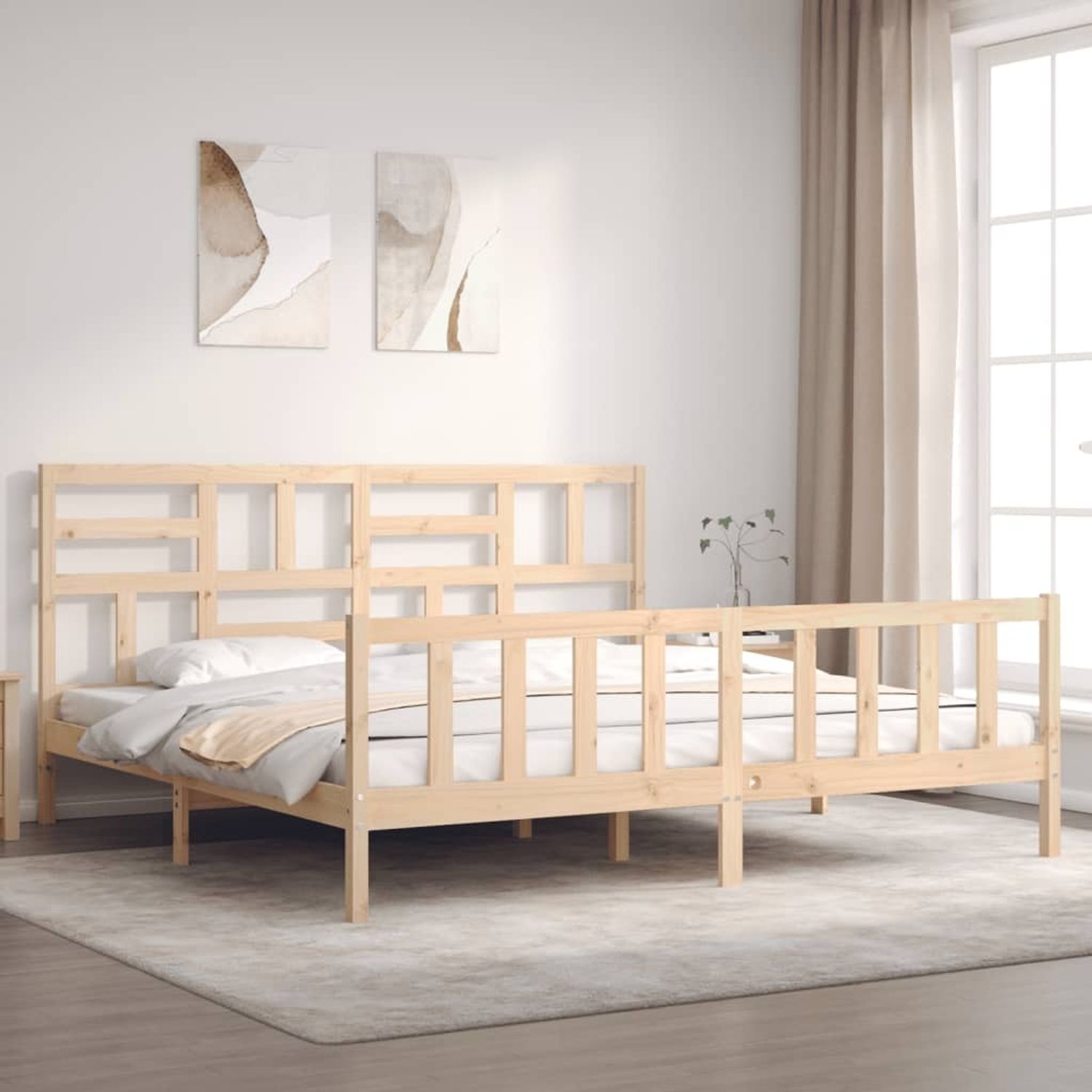 vidaXL Massivholzbett mit Kopfteil 3193091 Bild 1