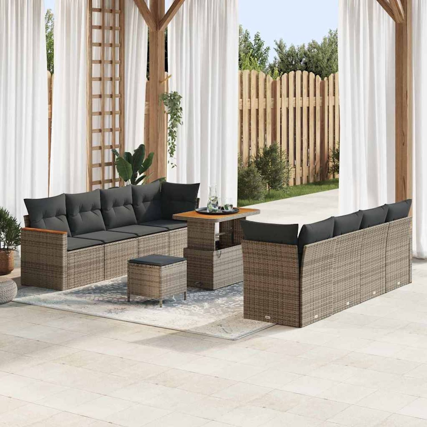 vidaXL Gartensofa-set mit Kissen 12 pcs Grau Poly-Rattan 3364973 Bild 1