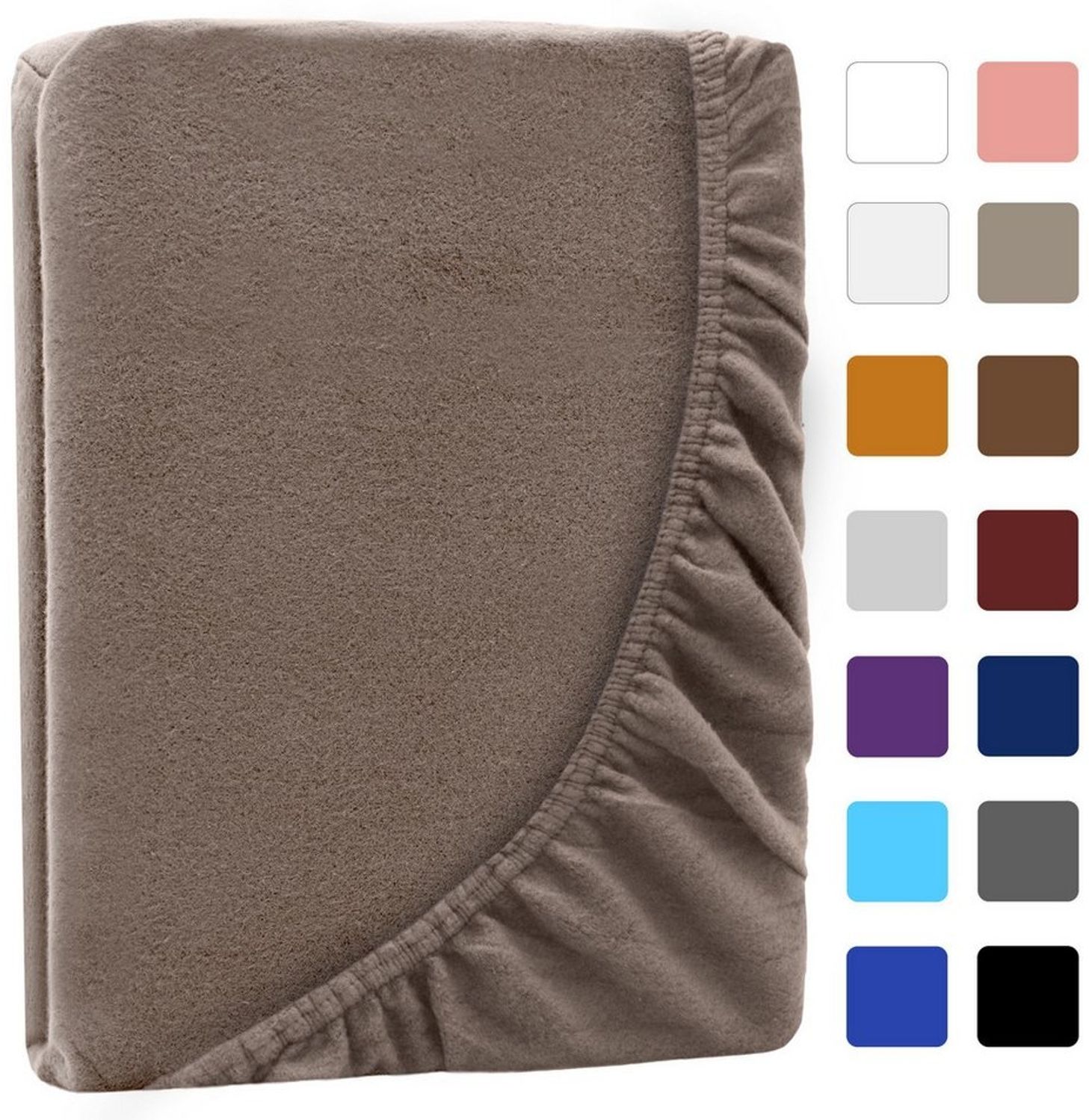 NatureMark Spannbettlaken Winter Thermo Fleece Spannbetttuch, 80% Baumwolle und 20% Polyester, Gummizug: rundum, (1 Stück), 120 x 200 cm - Sand Bild 1