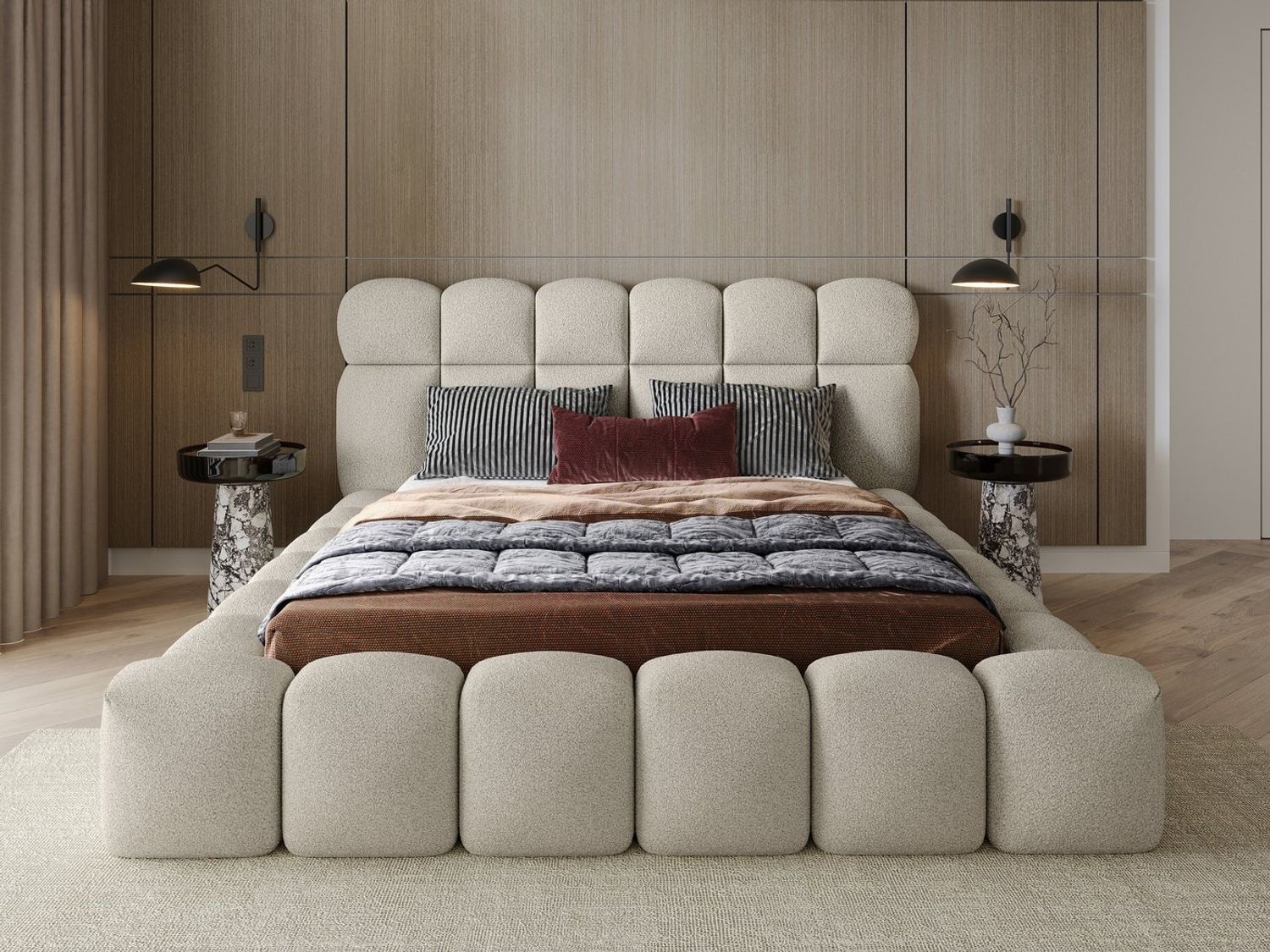 wonello Polsterbett Mira XL (das Original), Bett mit Bettkasten und Lattenrost – eleganter Boucle-Stoff Bild 1