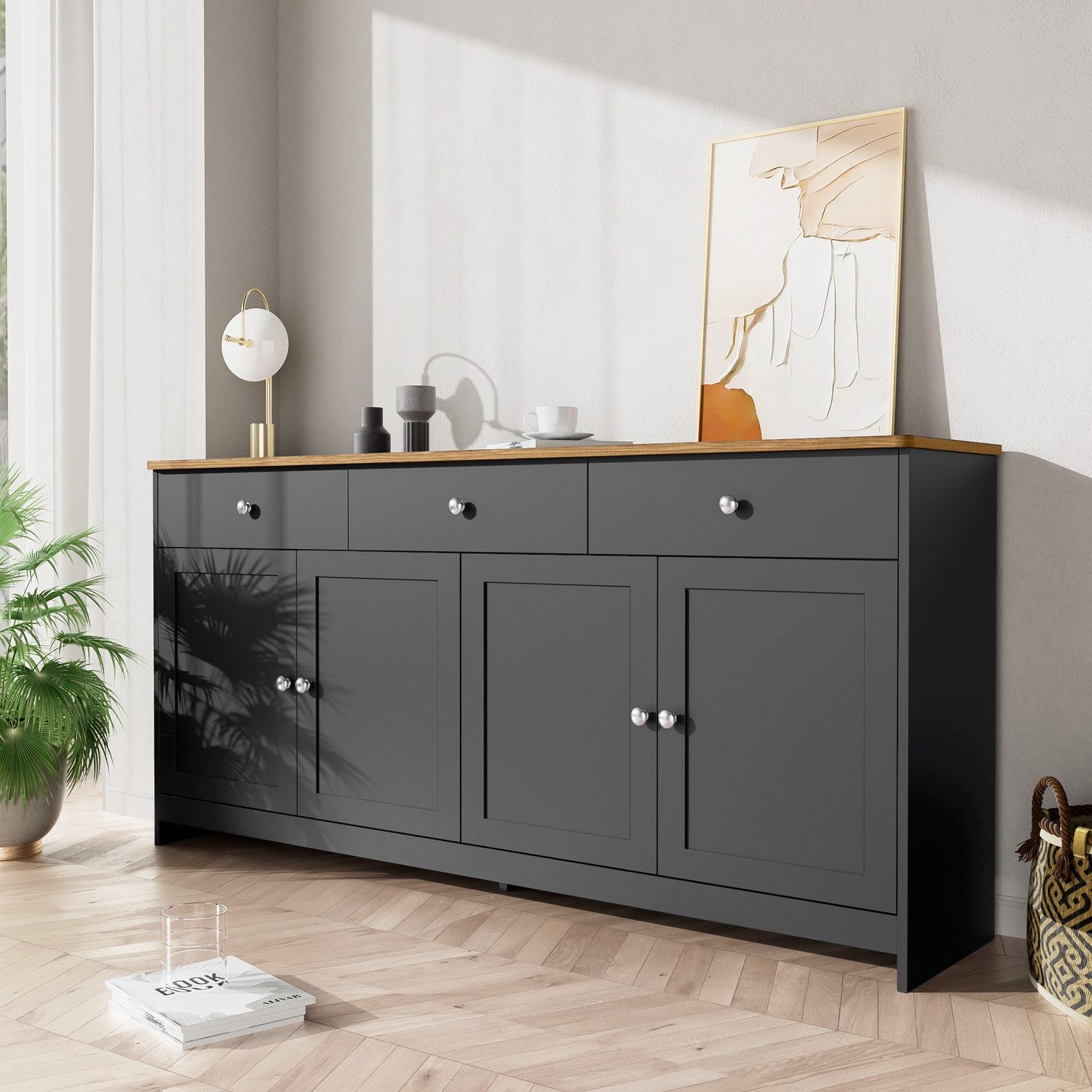 Sideboard 160/37/75 cm, Mehrzweckschrank, Beistellschrank, Küchenschrank Bild 1