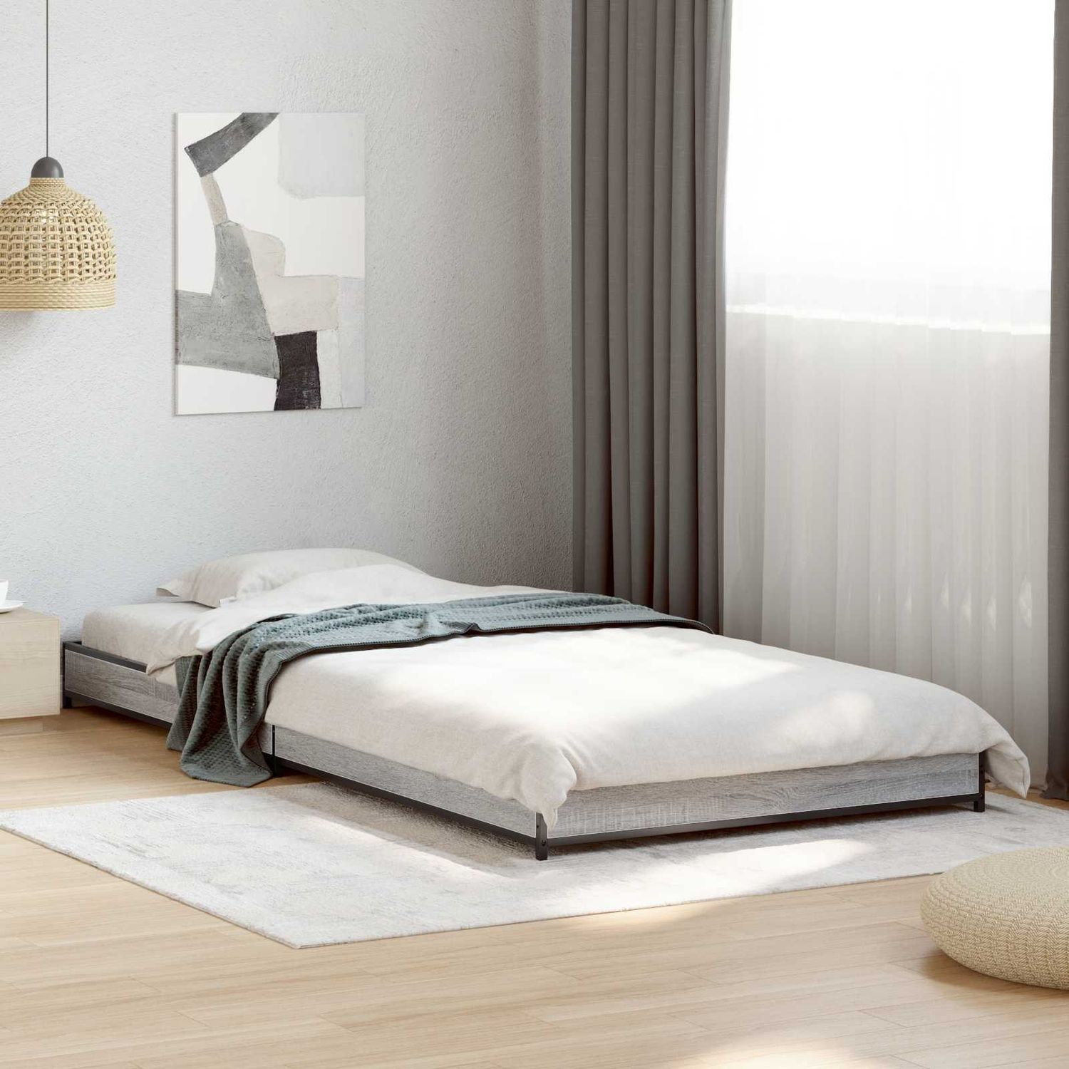 vidaXL Bettrahmen Grau Sonoma 80 x 200 cm Holzwerkstoff 8009146 Bild 1