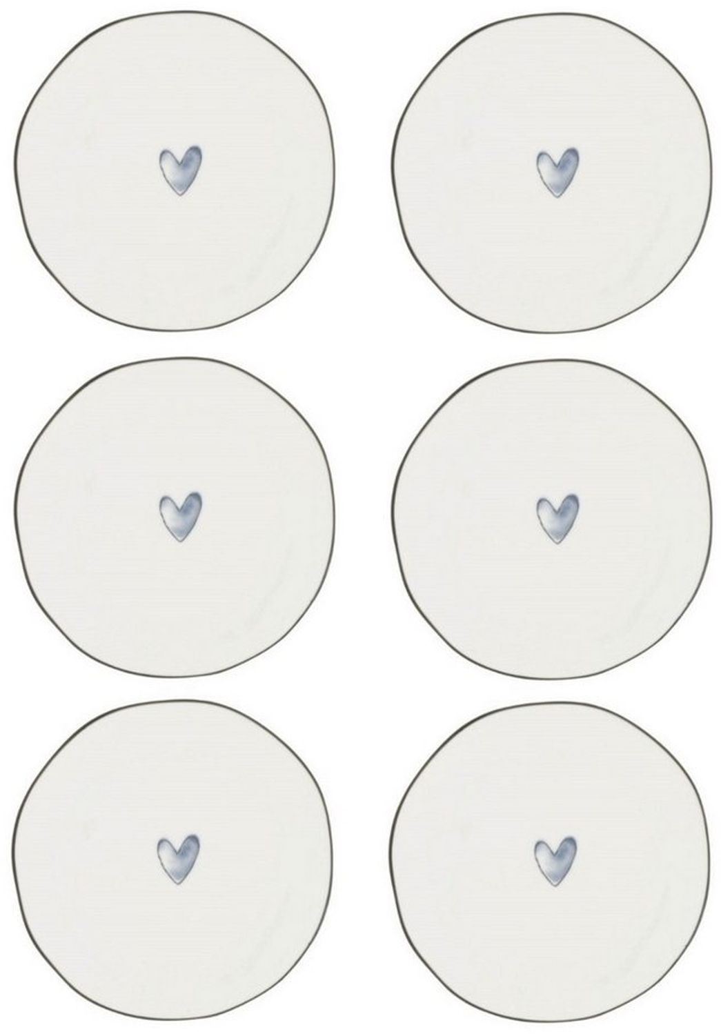 Bastion Collections Kuchenteller Iris Blue, Spülmaschinengeeignet, Weiß, Watercolour Heart, H: 1.5cm Bild 1
