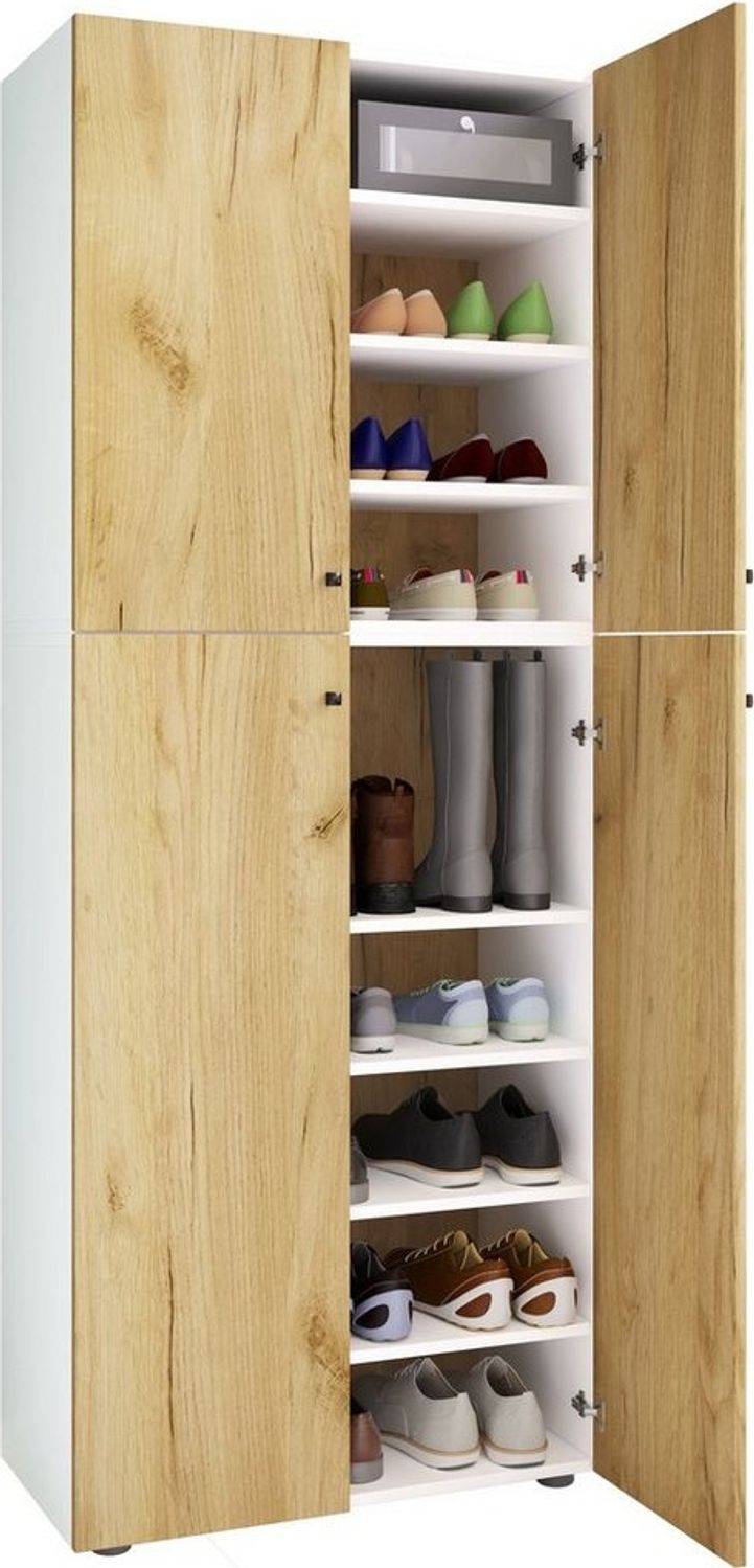 VCM Schuhschrank Lona 919596 Weiß / Honig-Eiche B. 70 x H. 184 x T. 40 cm Bild 1