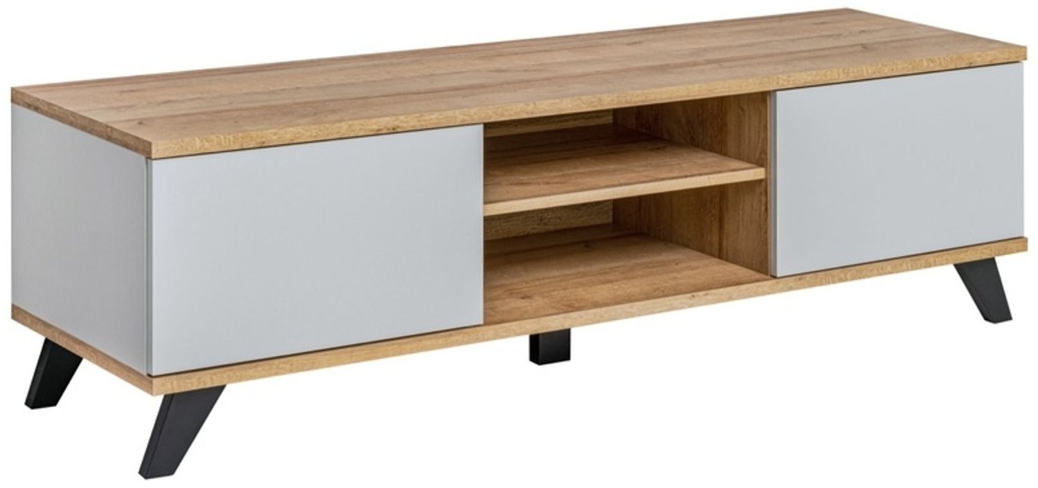 TV-Tisch Berlin ohne Beleuchtung in Riviera und Perla Gray 160 cm Breit Bild 1