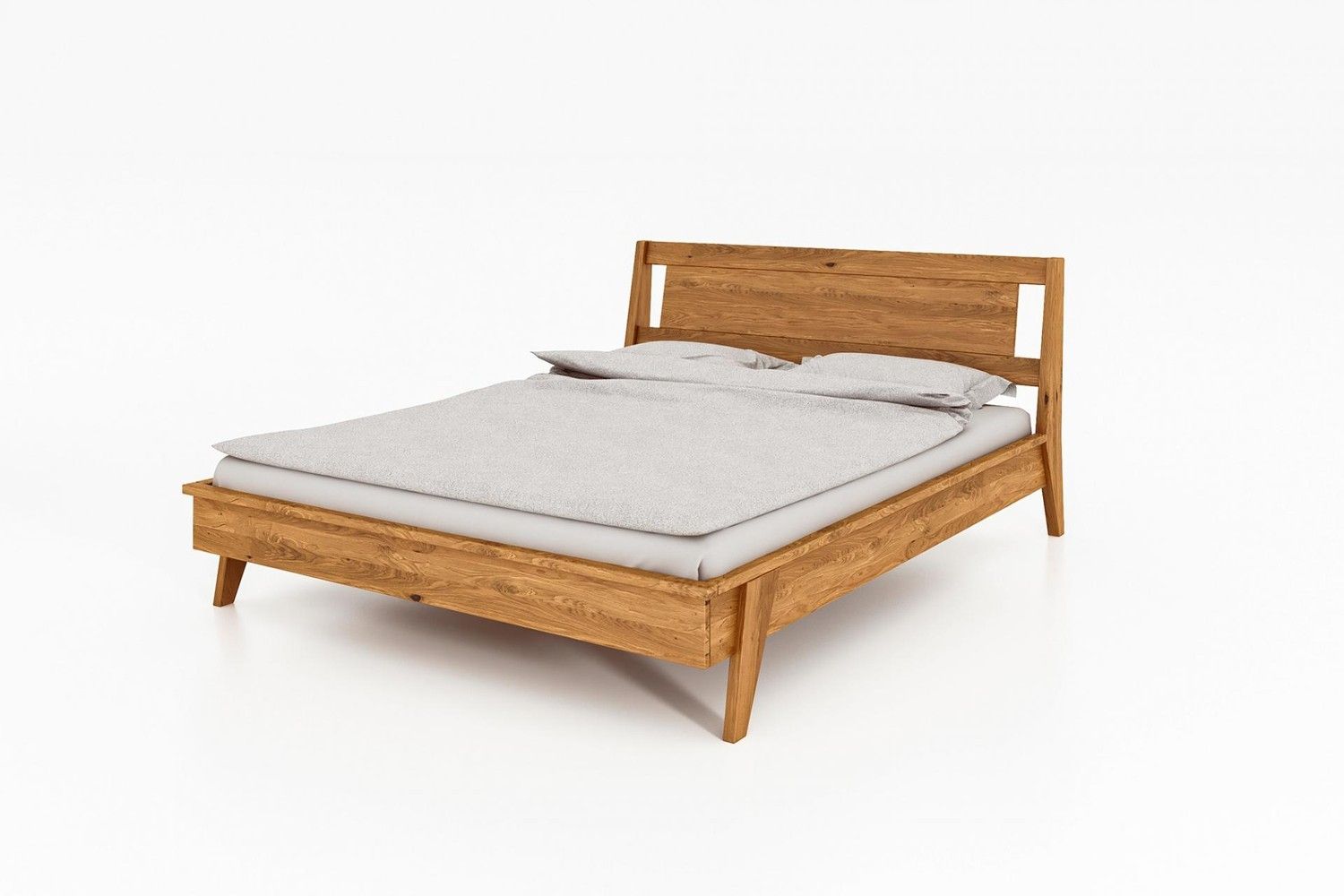 Bett Jetro 2 Sonderlänge 200x210 Wildeiche massiv Holzkopfteil und Holzbeine Bild 1
