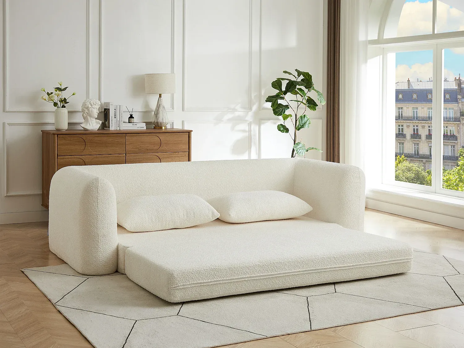 Vente-unique - CATONO Sofa Stoff Beige - B 111 cm x H 87 cm x L 240 cm Bild 1