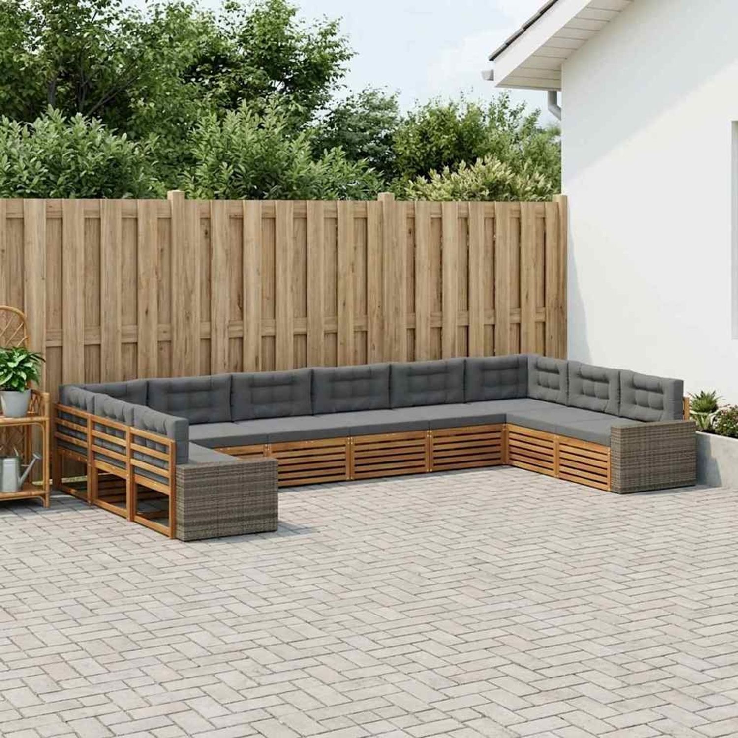 vidaXL Sofagarnituren mit Kissen 10 pcs Massivholz Akazie 3383910 Bild 1
