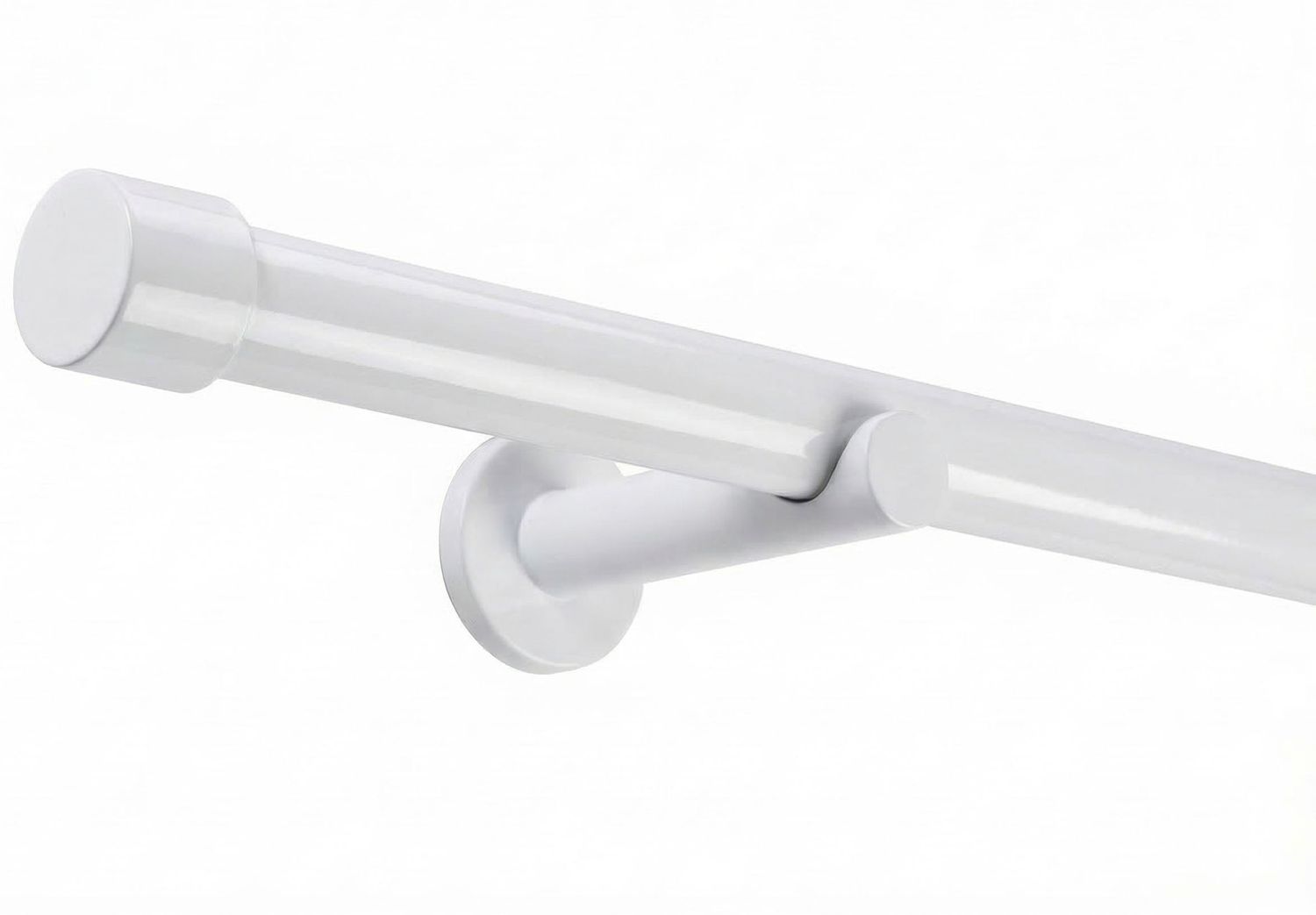 Deco-Raum® Gardinenstange 25mm 1-läufig Kappe | Länge: 430cm | Material: Metall | Farbe: Weiß Bild 1