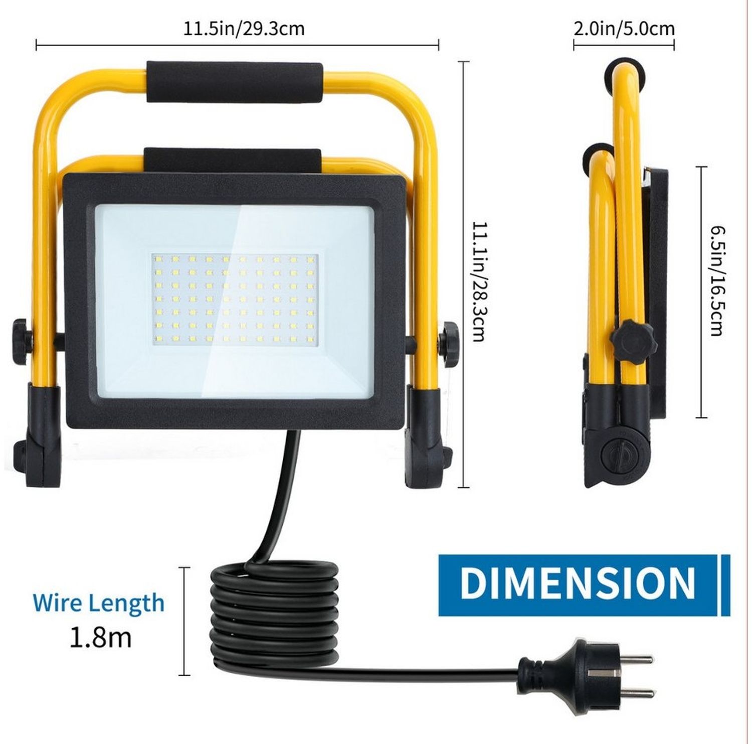 Aigostar LED Baustrahler LED Baustrahler 100W 8800LM, LED Arbeitsleuchte mit Stecker, 6500K, LED fest integriert Bild 1