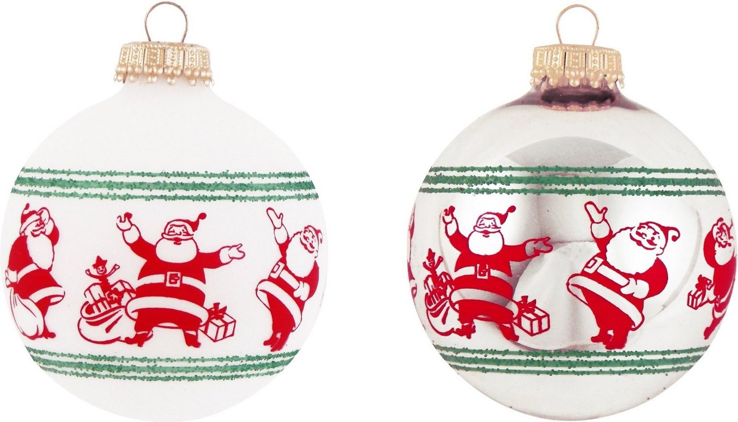 Krebs Glas Lauscha Weihnachtsbaumkugel CBK74334, Weihnachtsdeko, Christbaumschmuck, Christbaumkugeln Glas (4 St), mit fröhlichen Weihnachtsmännern Bild 1