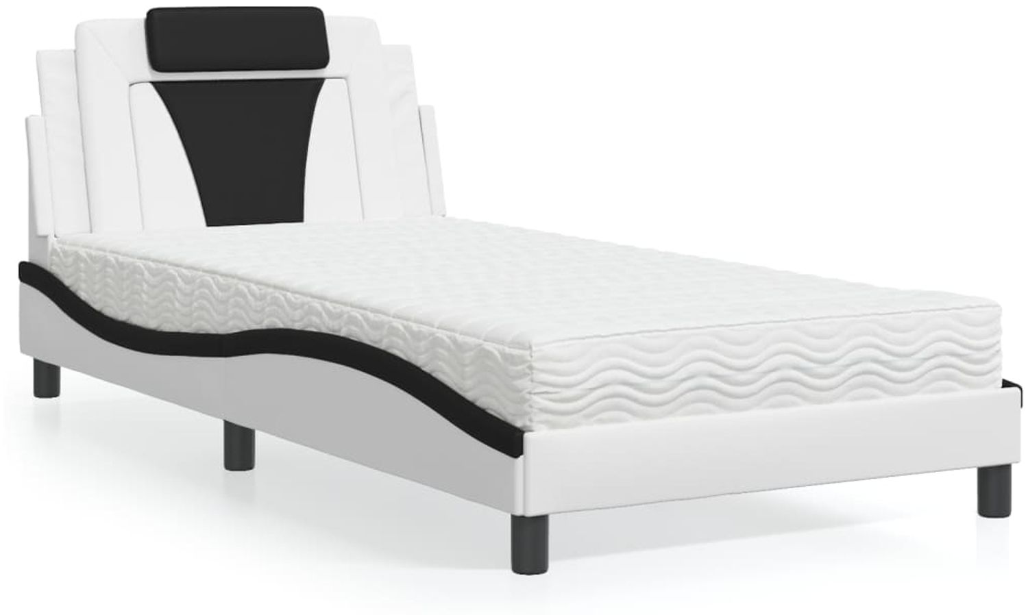 vidaXL Bett "Viana" mit Matratze Weiß und Schwarz 100x200 cm Kunstleder 3208781 Bild 1