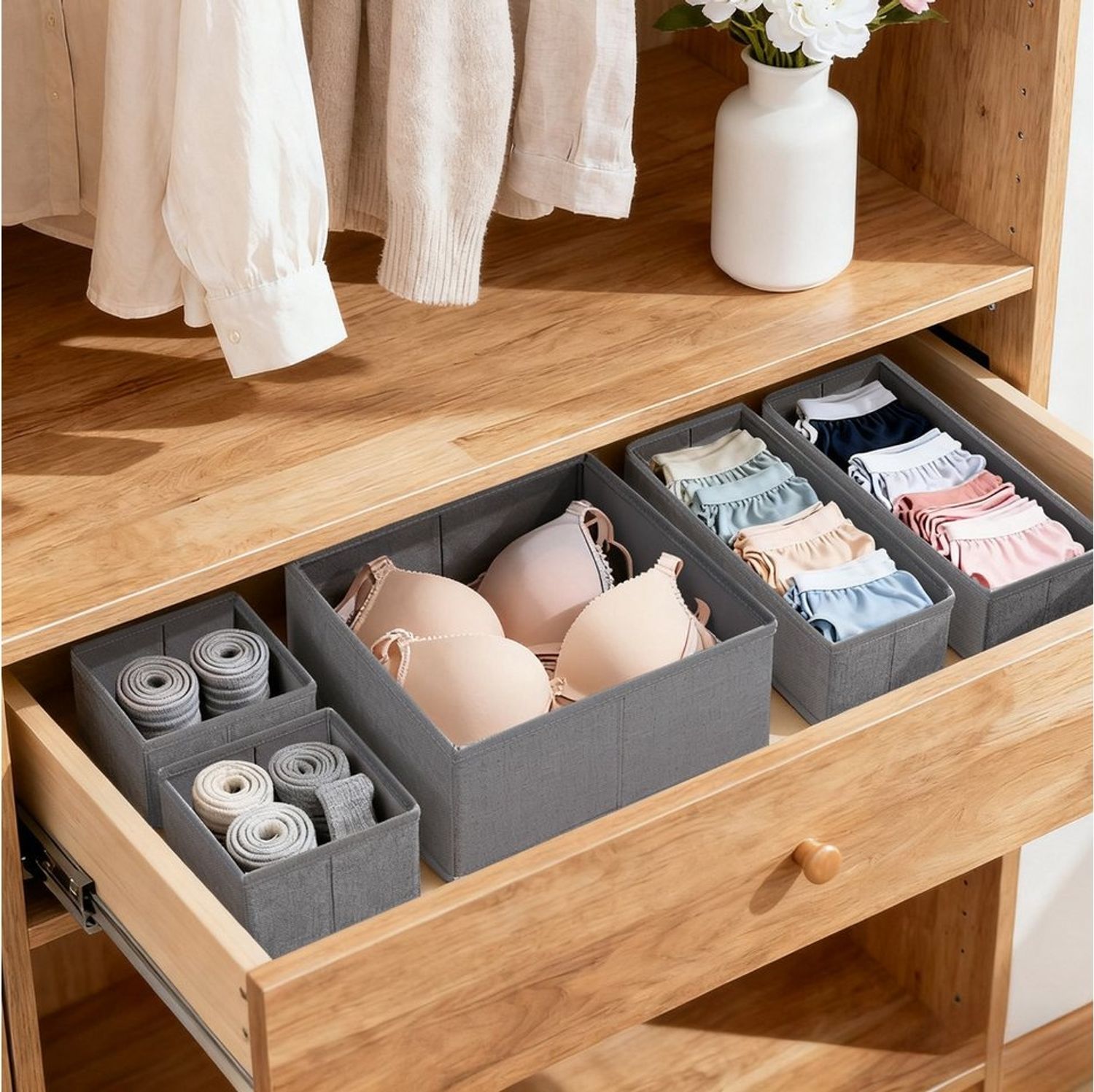 Sekey Aufbewahrungsbox Aufbewahrungsboxen Set us Vliesstoff Faltbare Stoffboxen Organizer (12 St), L (30×30×10×4, 15×30×10×4, 15×15×10×4) – für Schrank/Kleiderschrank Bild 1