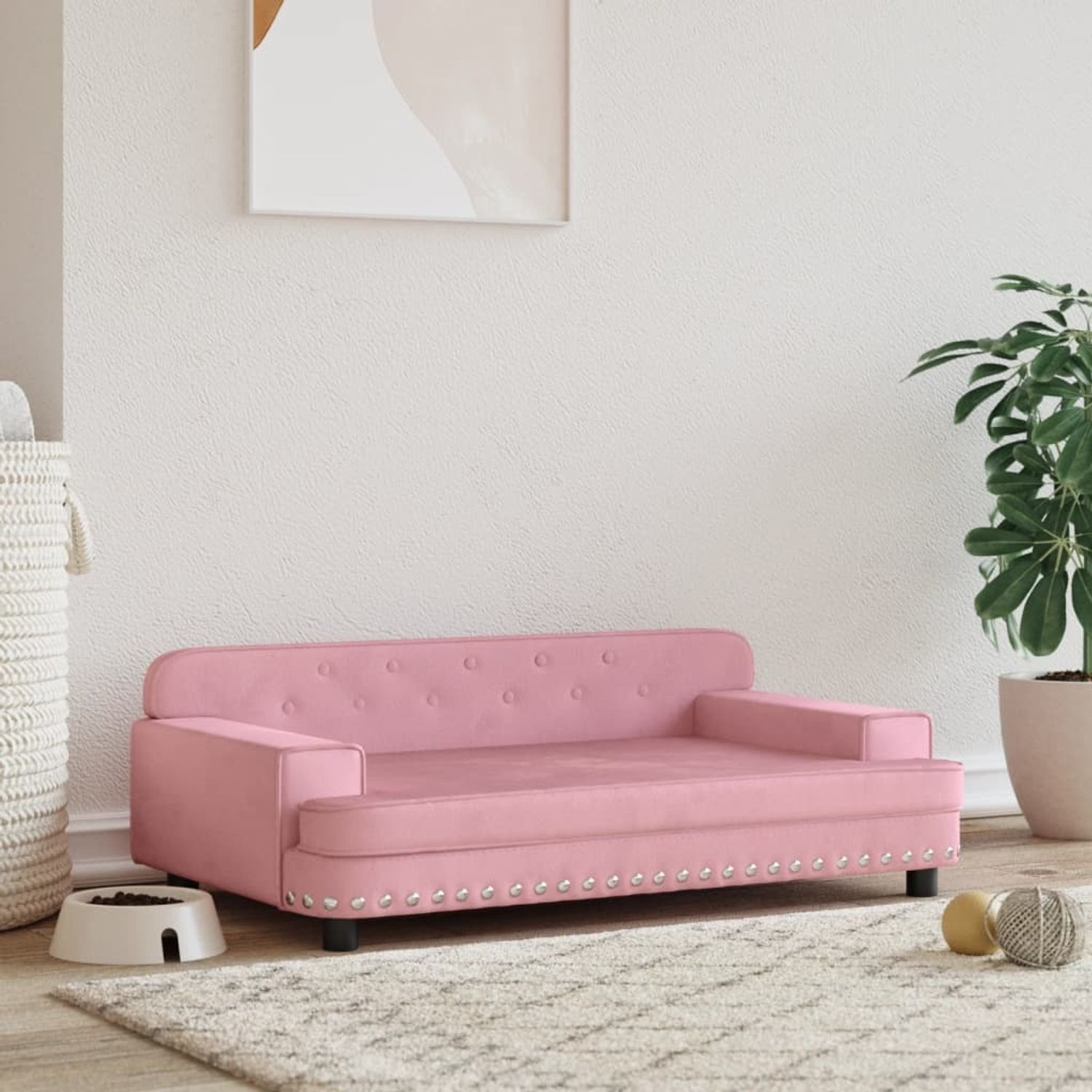 vidaXL Hundebett Rosa 90x53x30 cm Samt 171871 Bild 1
