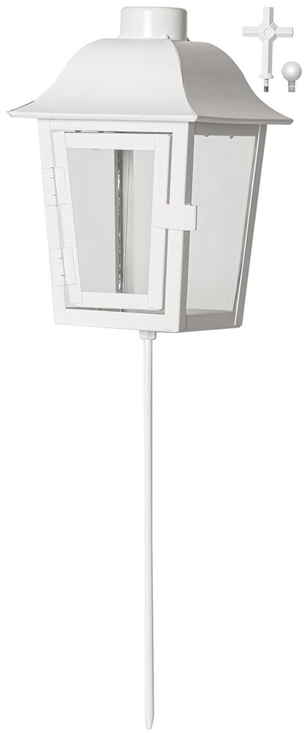 Grablaterne ,Serene', Metall und Glas, weiß, ohne Kerze, H 45cm Bild 1