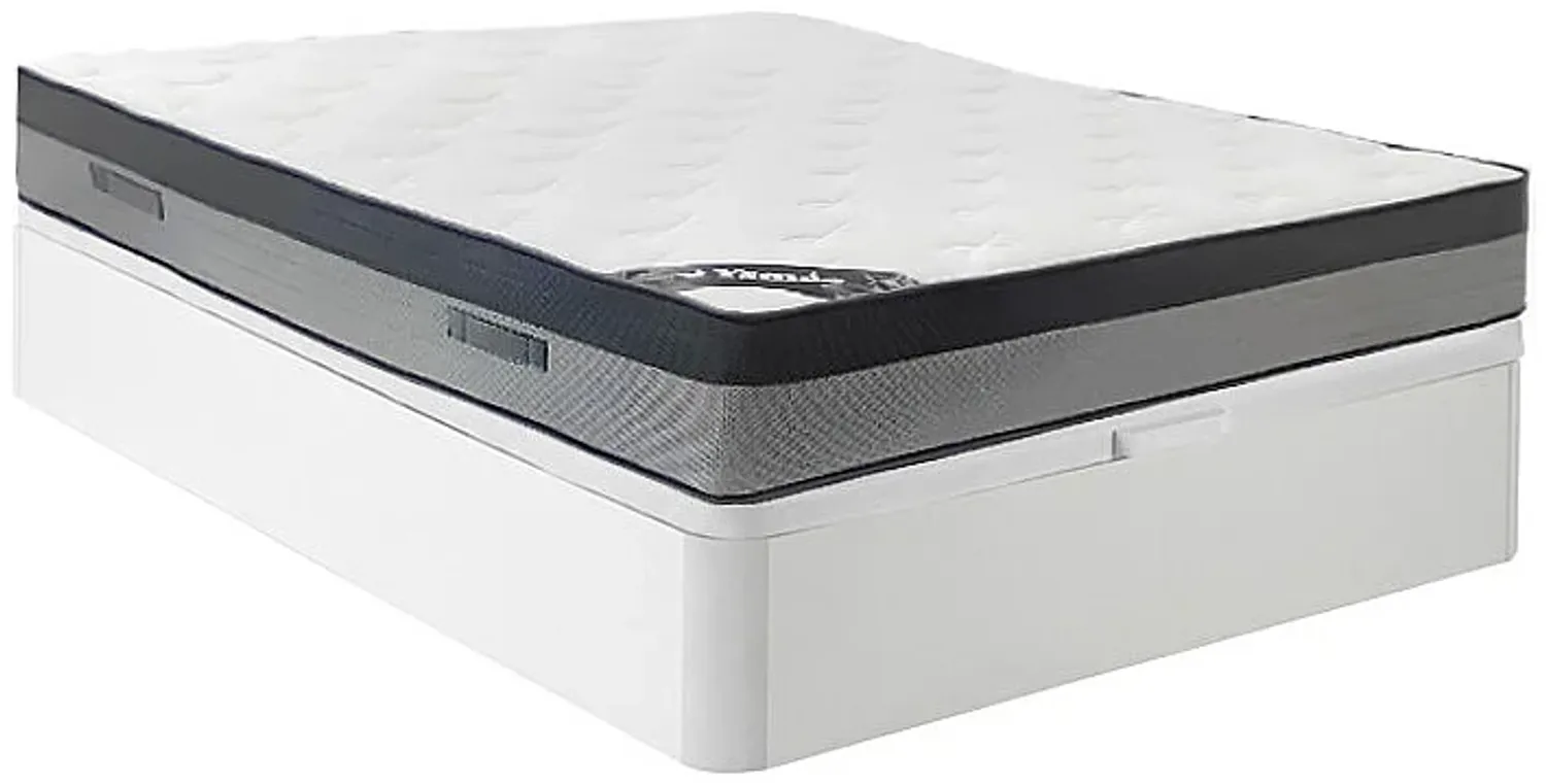 Vente-unique - ILYROS Mattress and bed base set StoffHolz, Platte Weiß - B 160 cm x H 30 cm x L 200 cm Bild 1
