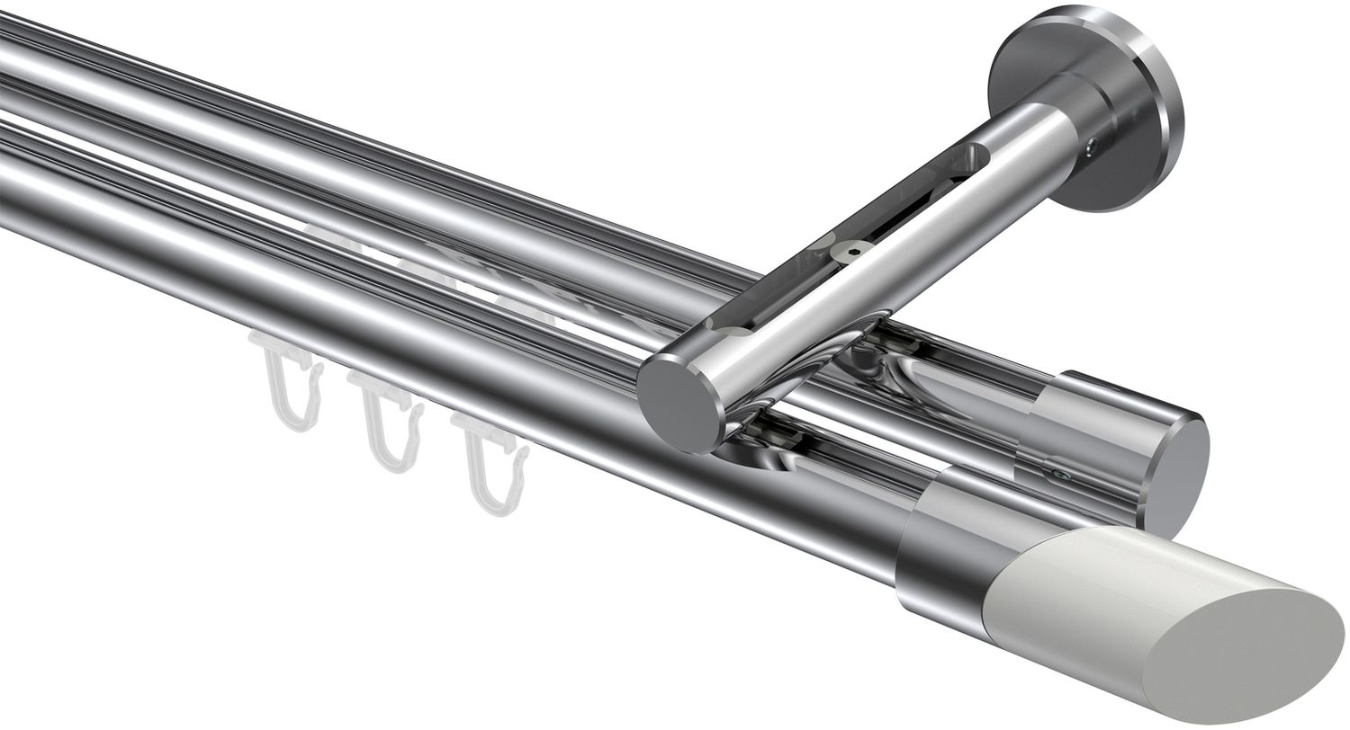 Innenlauf-Gardinenstangen-Set Siteno Verano 100 cm, 2-läufig, 20 mm Ø Chrom Bild 1