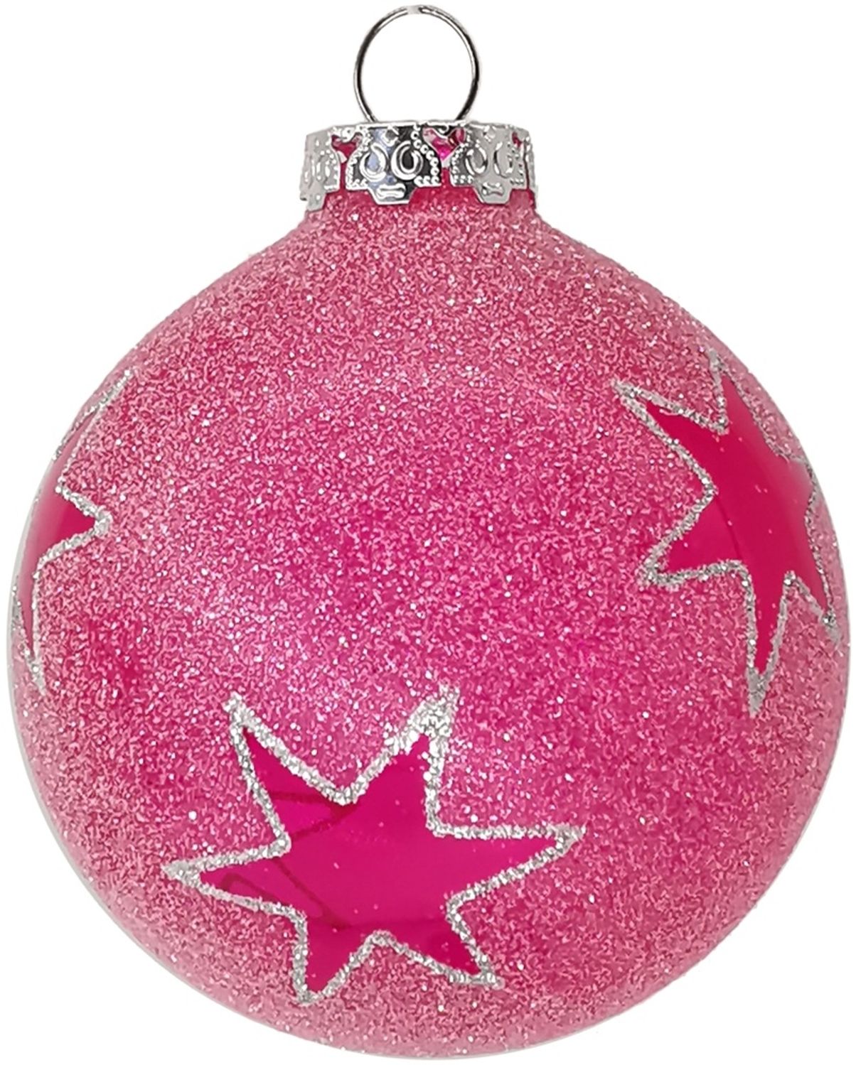 Weihnachtskugel Sterne Sand rosa Ø 8cm, halbtransparent - Schatzhauser Weihnachtschmuck Bild 1