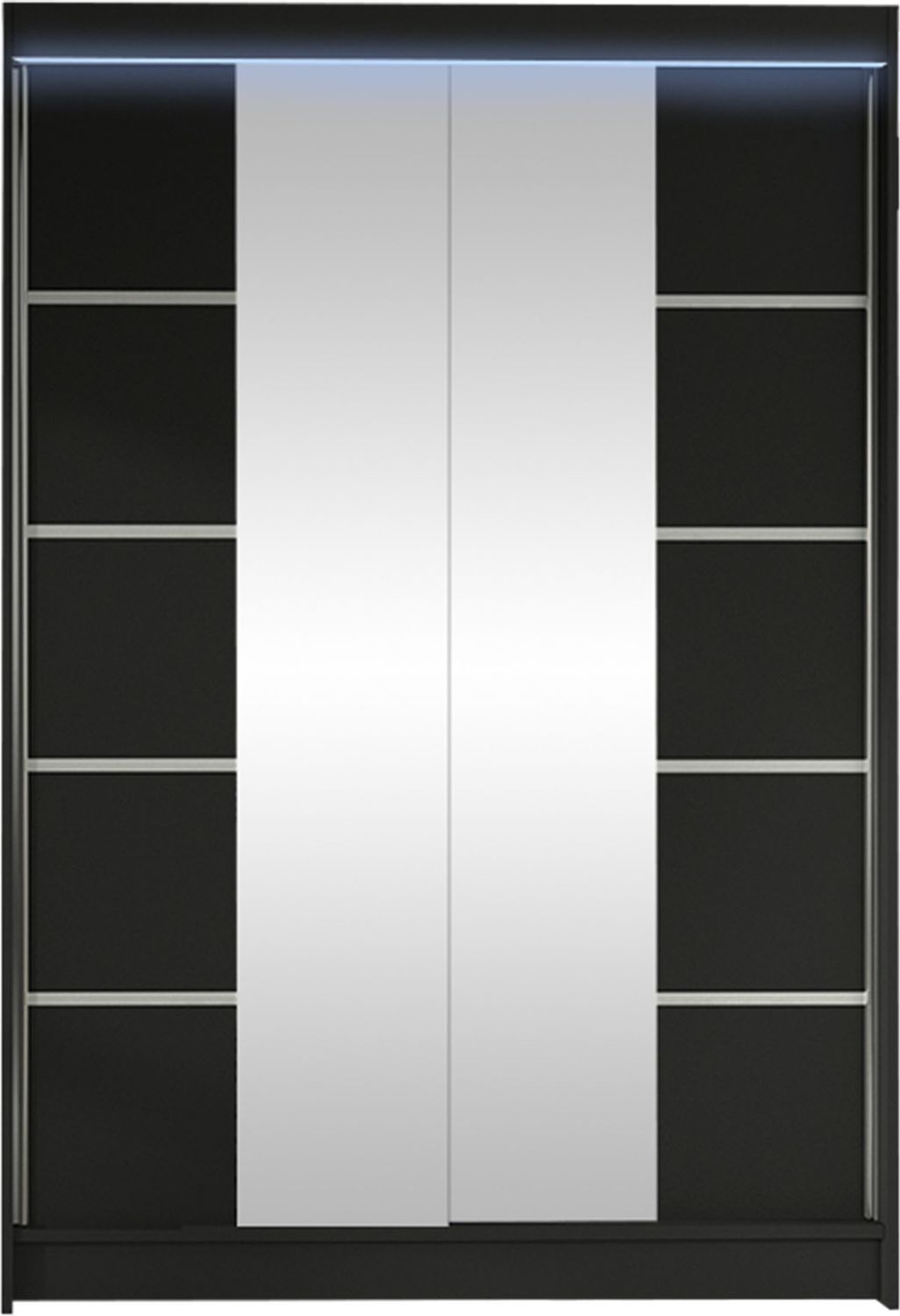 Kleiderschrank Lino V, mit RGB LED Beleuchtung, Farbe: Schwarz Bild 1