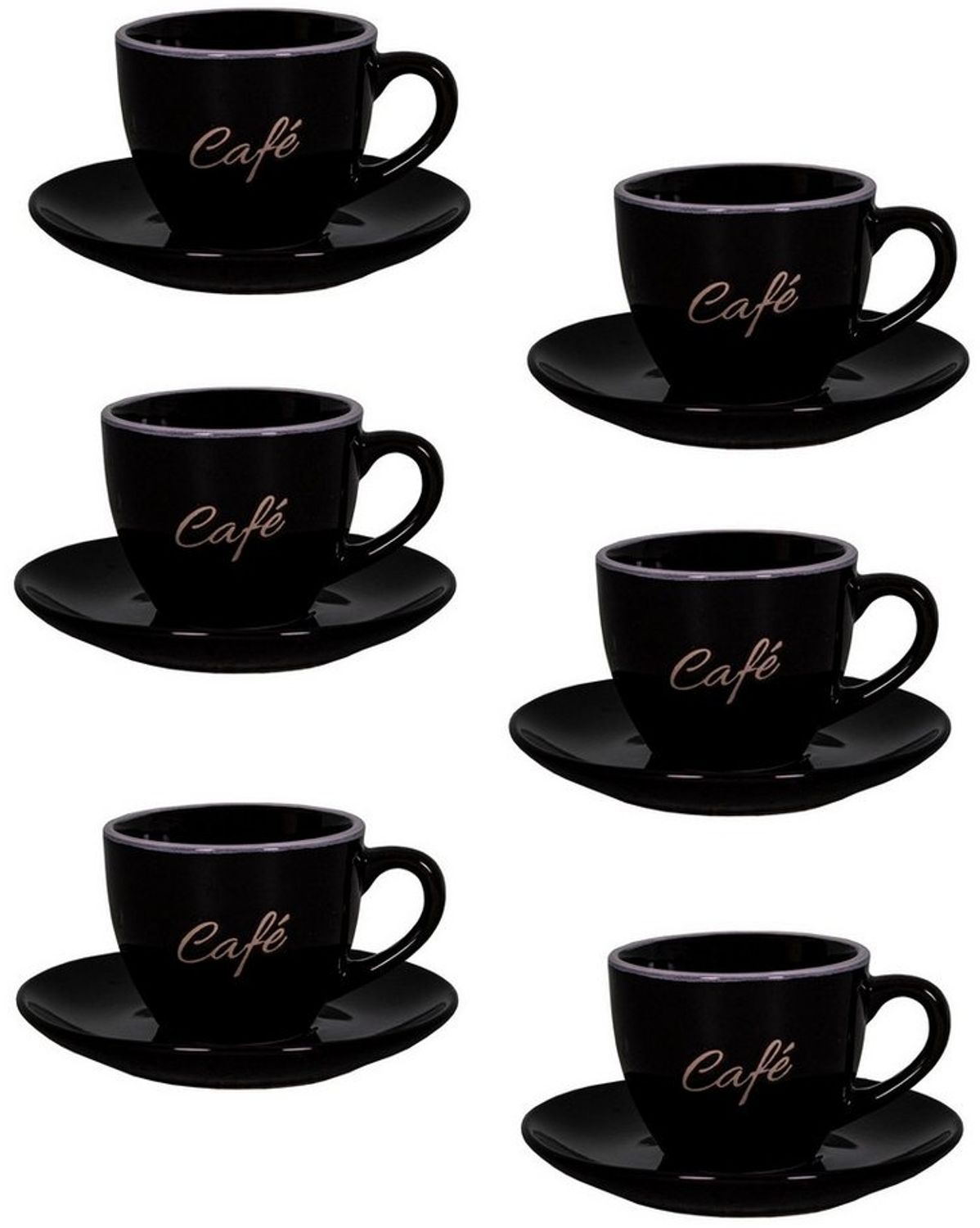 6er Set schwarz Espressotassen mit Unterteller Mokkatassen Antic Line SEB17184 Bild 1