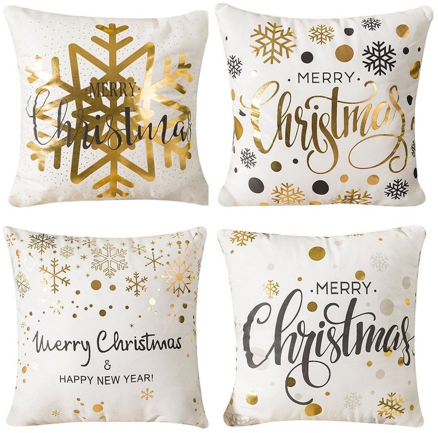 BTTO Kissenbezüge Kissenbezüge weihnachten 4er Set,Schneeflocke Kissenhüllen, für Dekor Schlafzimmer Wohnzimmer Couch Büro,Weihnachten Bild 1