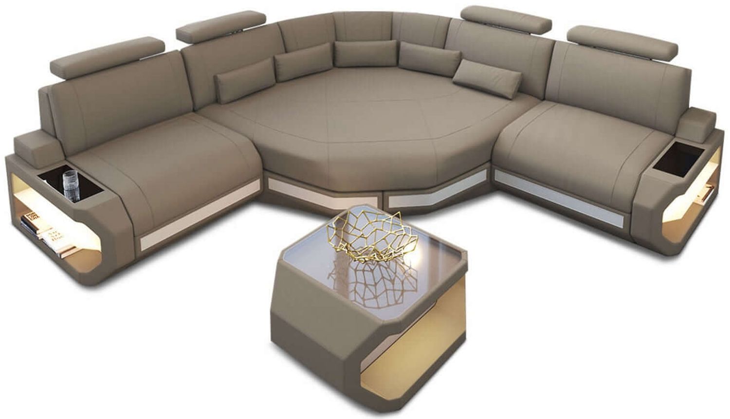 Stoffsofa Asti L Mini – Modern & Komfortabel - Mikrofaserstoff - Taupe-Weiß Bild 1