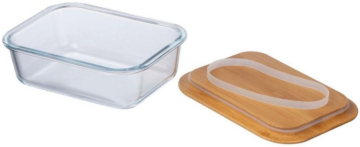 Macma Lunchbox Brotdose / Brotzeitbox aus Borosilikatglas mit Bambusdeckel Bild 1