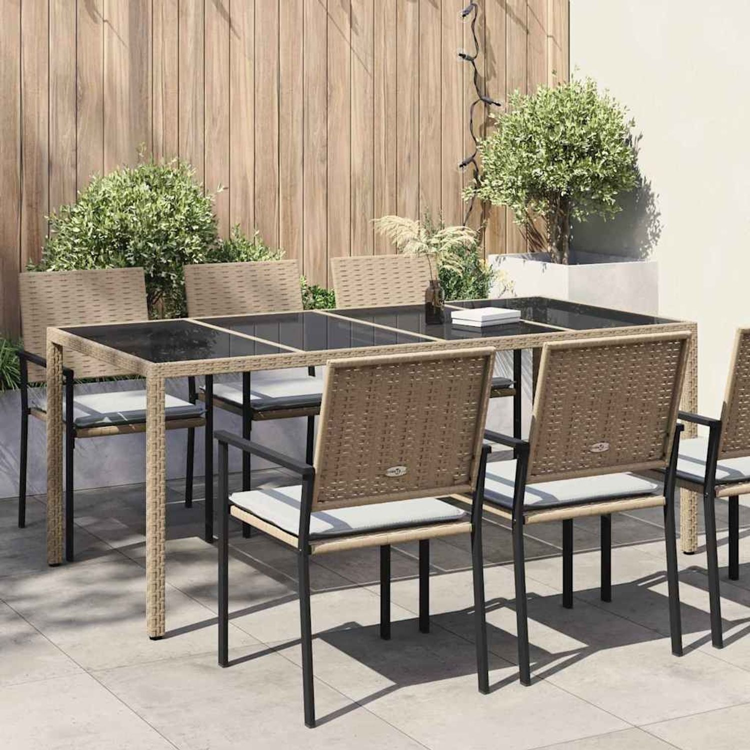 vidaXL Gartentisch Beige 190 x 90 x 75 cm Poly-Rattan 362550 Bild 1