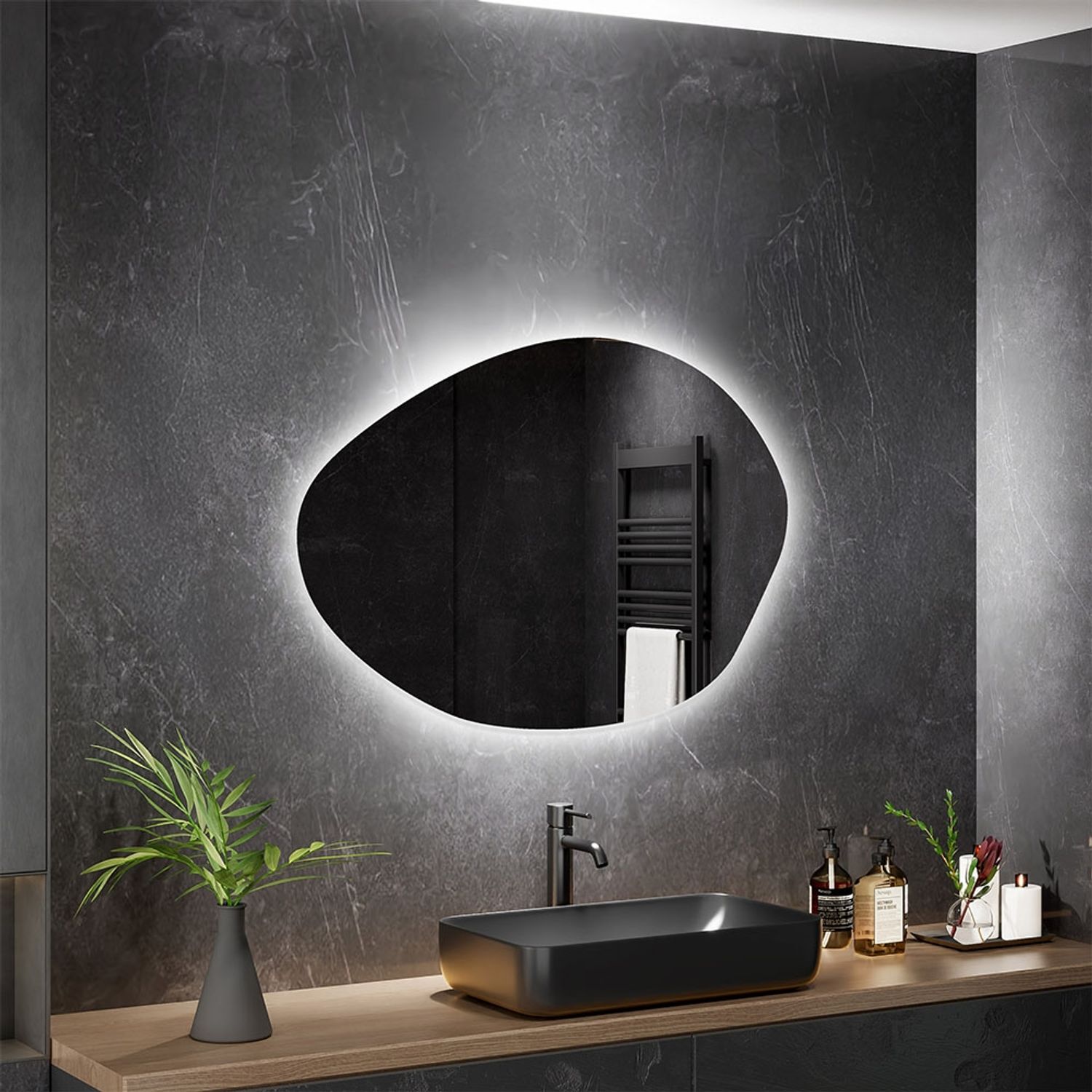 HOME DELUXE LED-Spiegel MAY asymmetrisch - 80 x 100 cm Bild 1