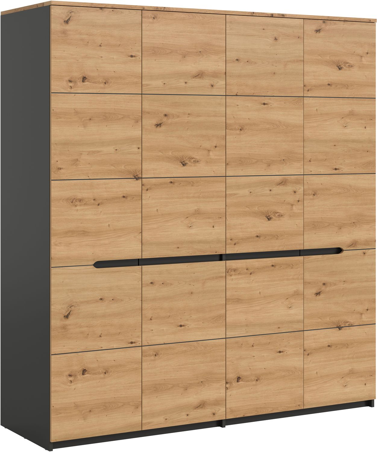 Kleiderschrank 4-türig B/H/T: 180x198x59 cm in Basalt grau Nachbildung und Artisan Nachbildung Bild 1
