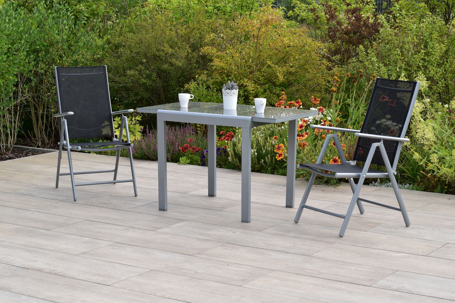 Amalfi Set 3tlg, 2 Klappsessel, Balkonausziehtisch 80 (120) x 70 cm, Bild 1