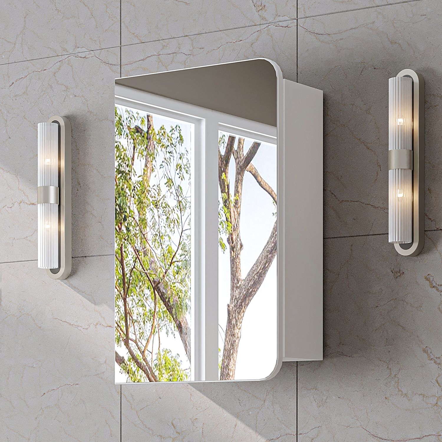 Roomart LYCIA-50 Badmöbel - nur Spiegelschrank - H 60 x B 16 x T 45 cm • Weiß Bild 1