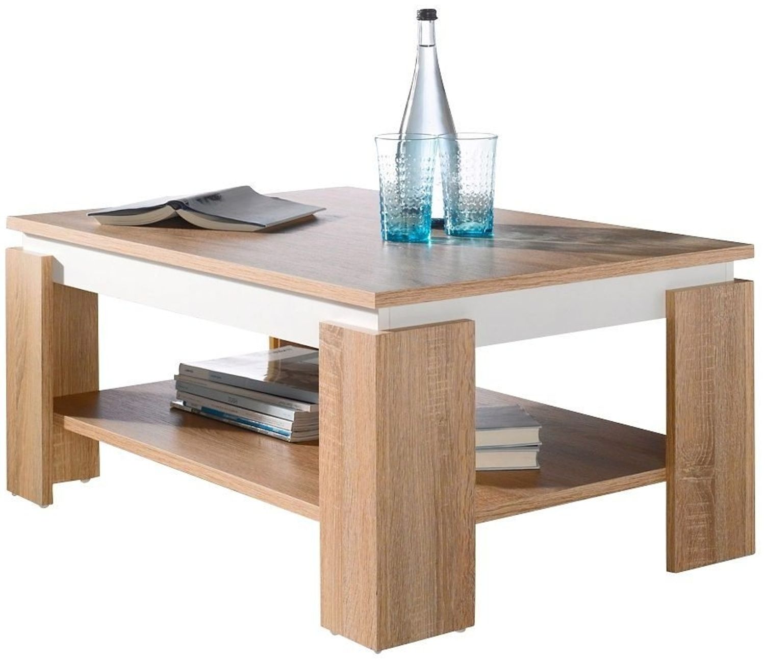 Hela 'Tim II' Couchtisch, Eiche/Weiß, ca. 90 cm Bild 1