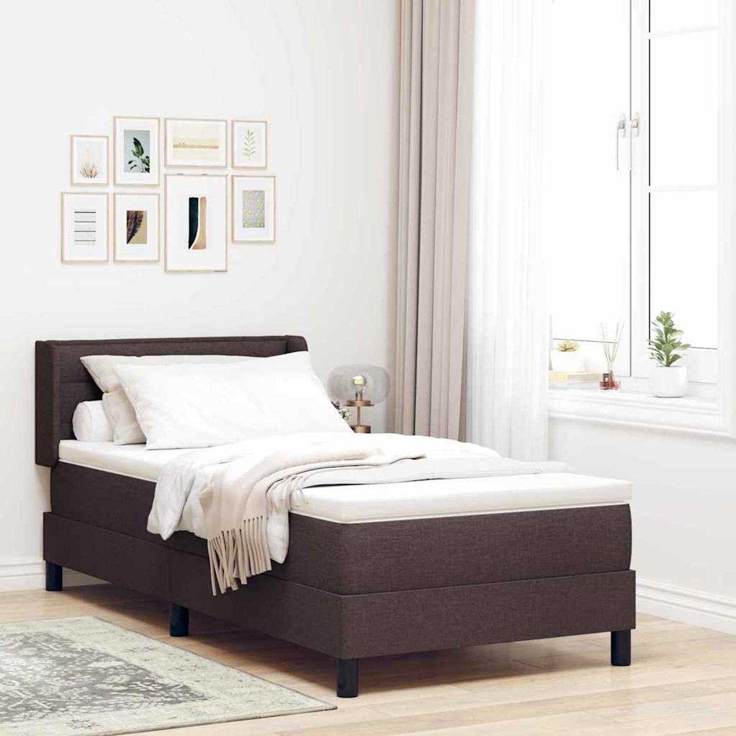 vidaXL Boxspringbett mit Kopfteil Dunkelbraun 190 x 90 cm Stoff 3341016 Bild 1