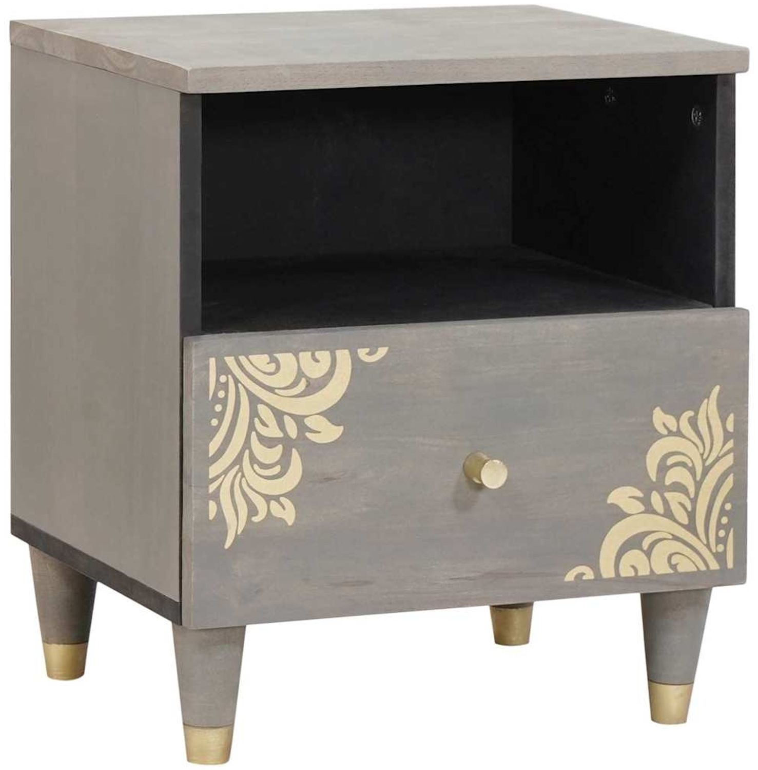 vidaXL Nachttisch mit Schubladen Grau 40 x 33 x 46 cm Massivholz Mango 4018778 Bild 1