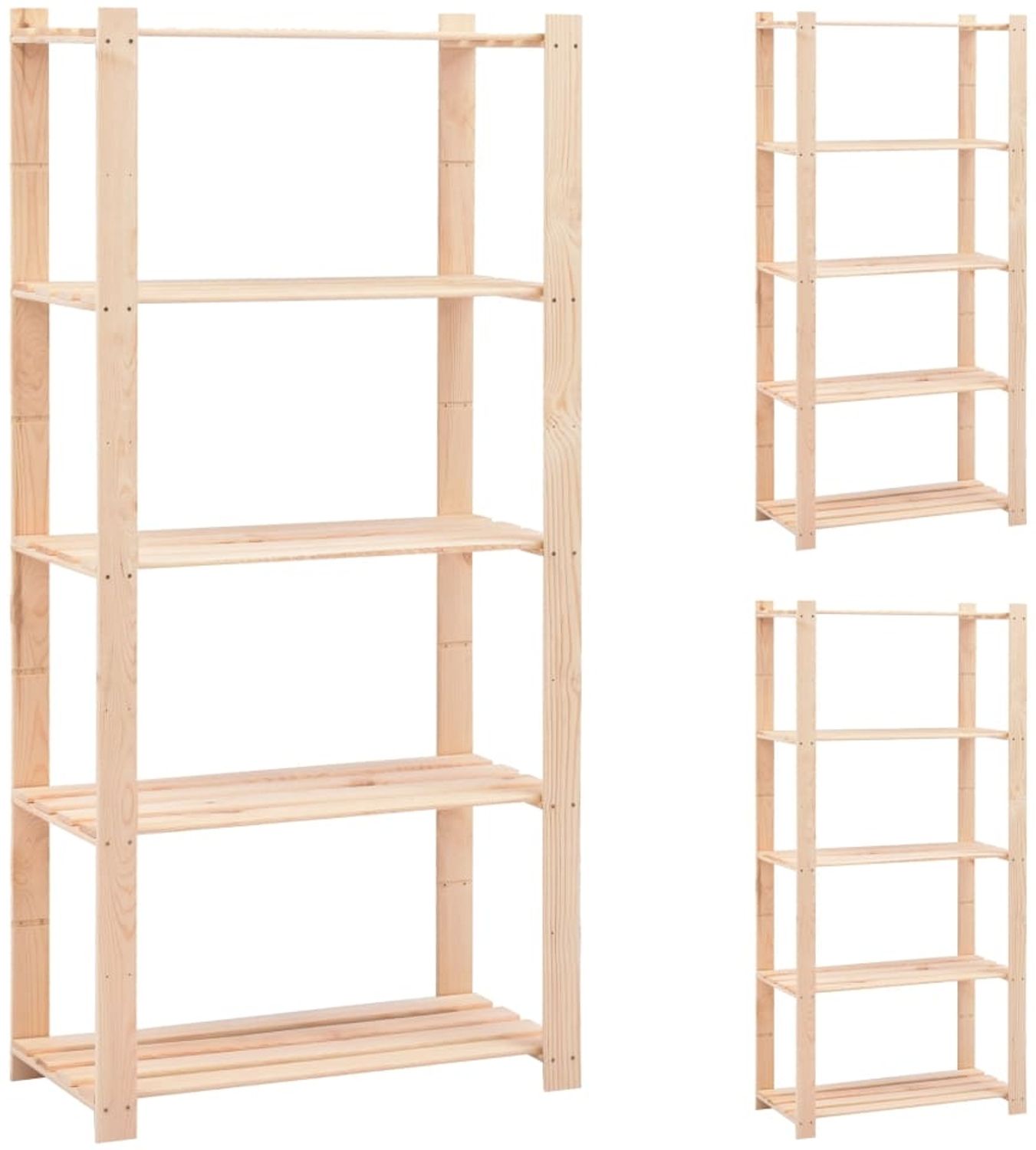 vidaXL Lagerregale 5 Böden 3 Stk. 80x38x170cm Massivholz Kiefer 250kg 3051114 Bild 1