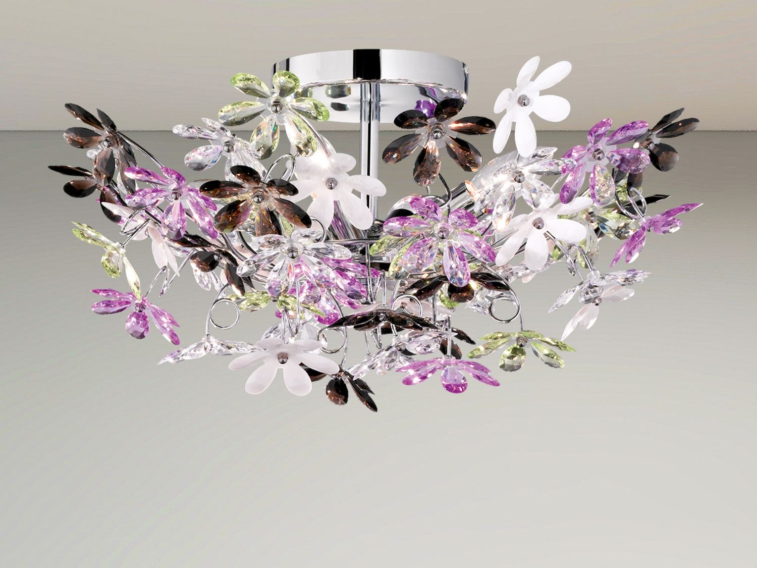 Ausgefallene große LED Deckenleuchte mit Blumen, dimmbar über Schalter Ø 51cm Bild 1